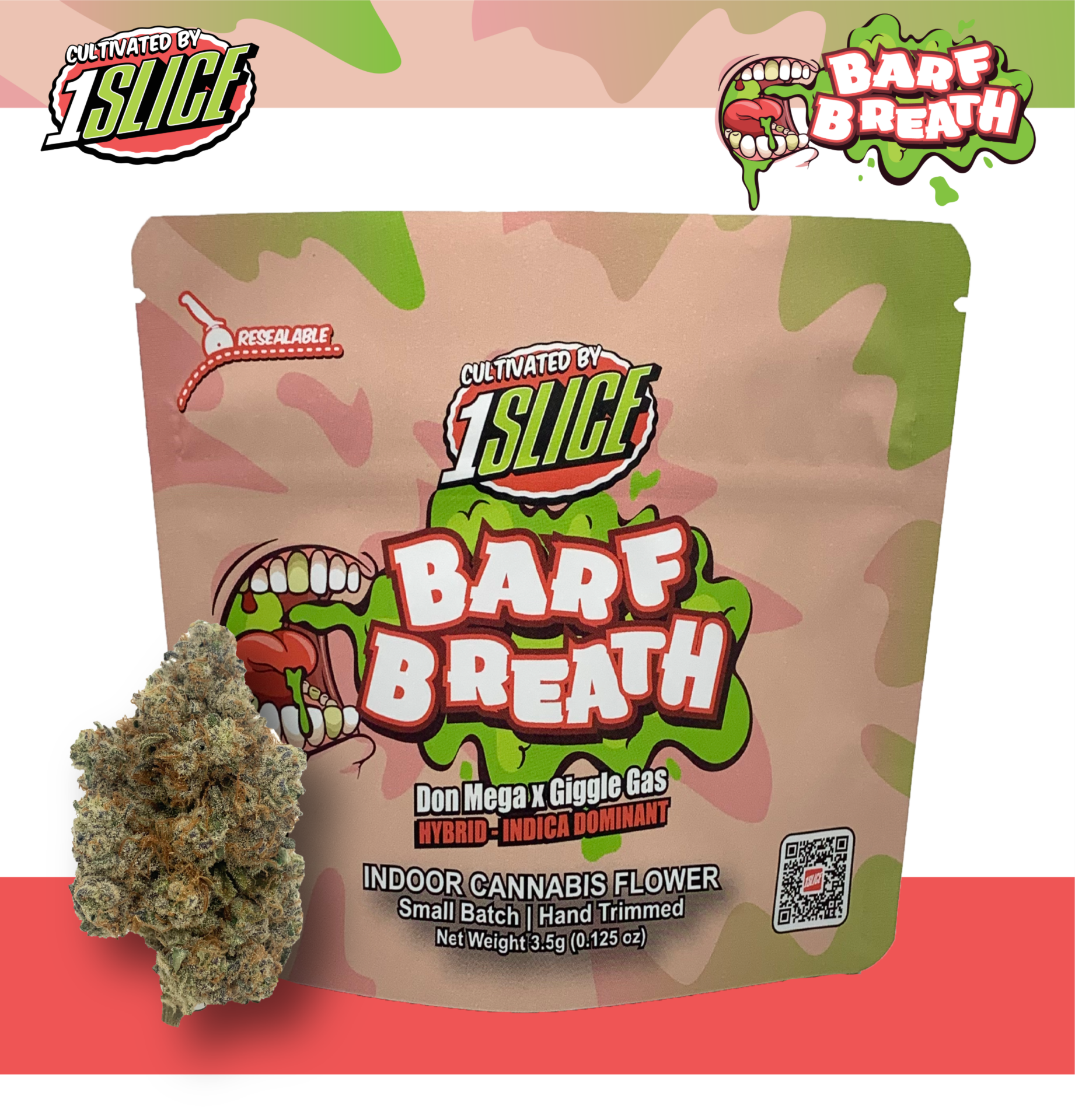 1Slice Barf Breath Flower  (Hybrid Indica) 25% {3.5g}