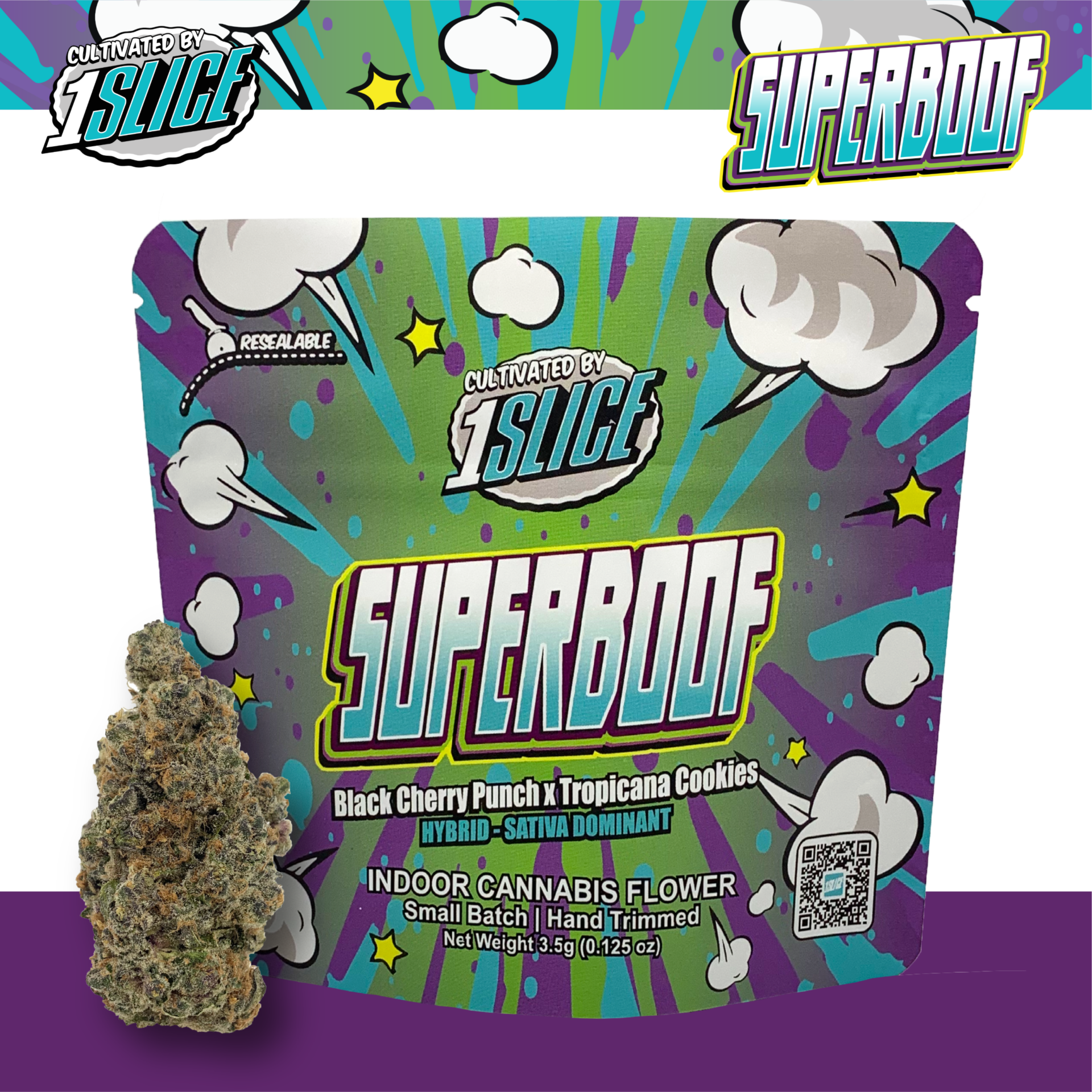 1Slice Superboof Flower  (Hybrid Sativa) 27% {3.5g}