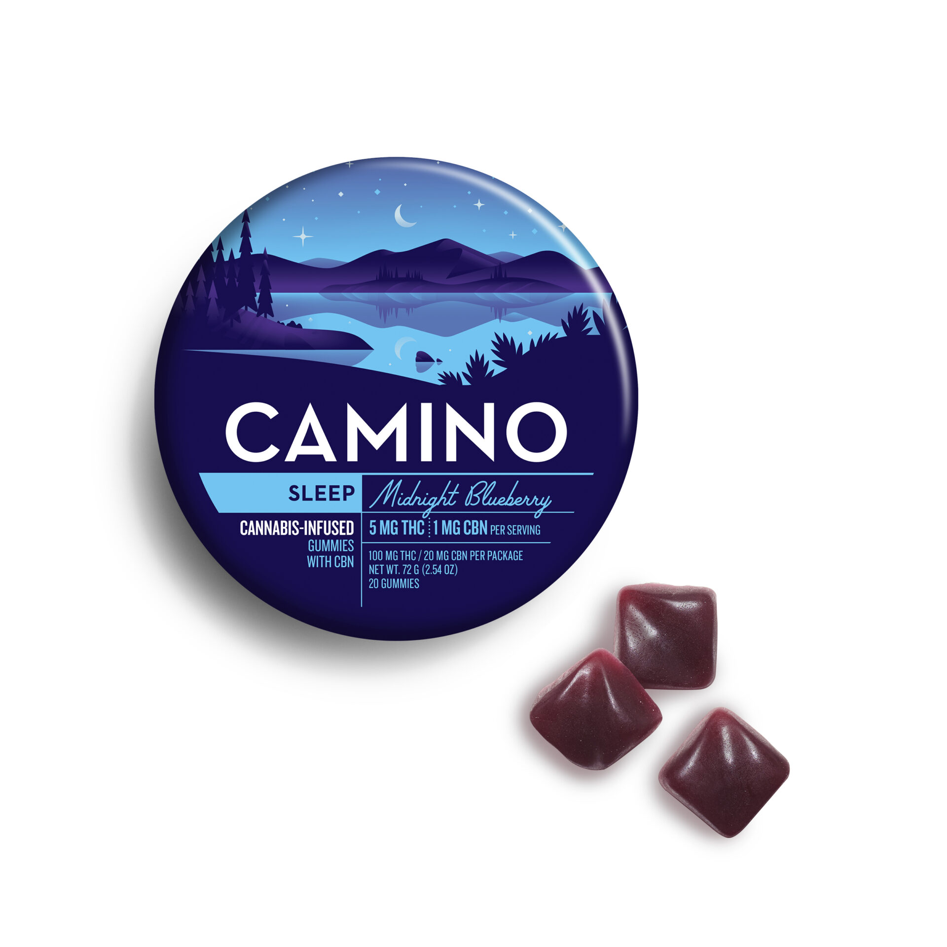 Camino Midgnight Blueberry 1:1 Edibles 20-pack {100mg}