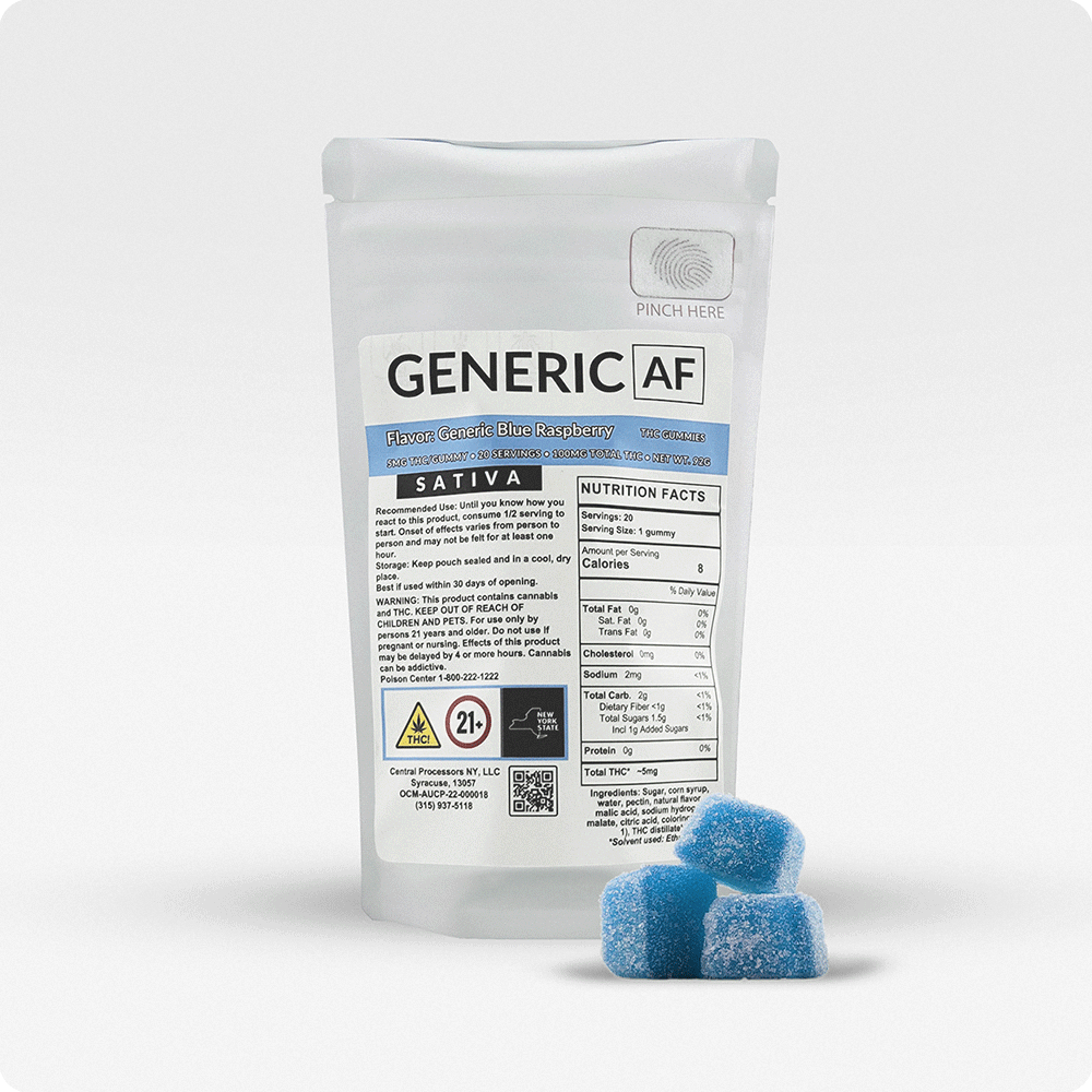 Generic AF Blue Raspberry Edibles 20-pack (Sativa) {100mg}