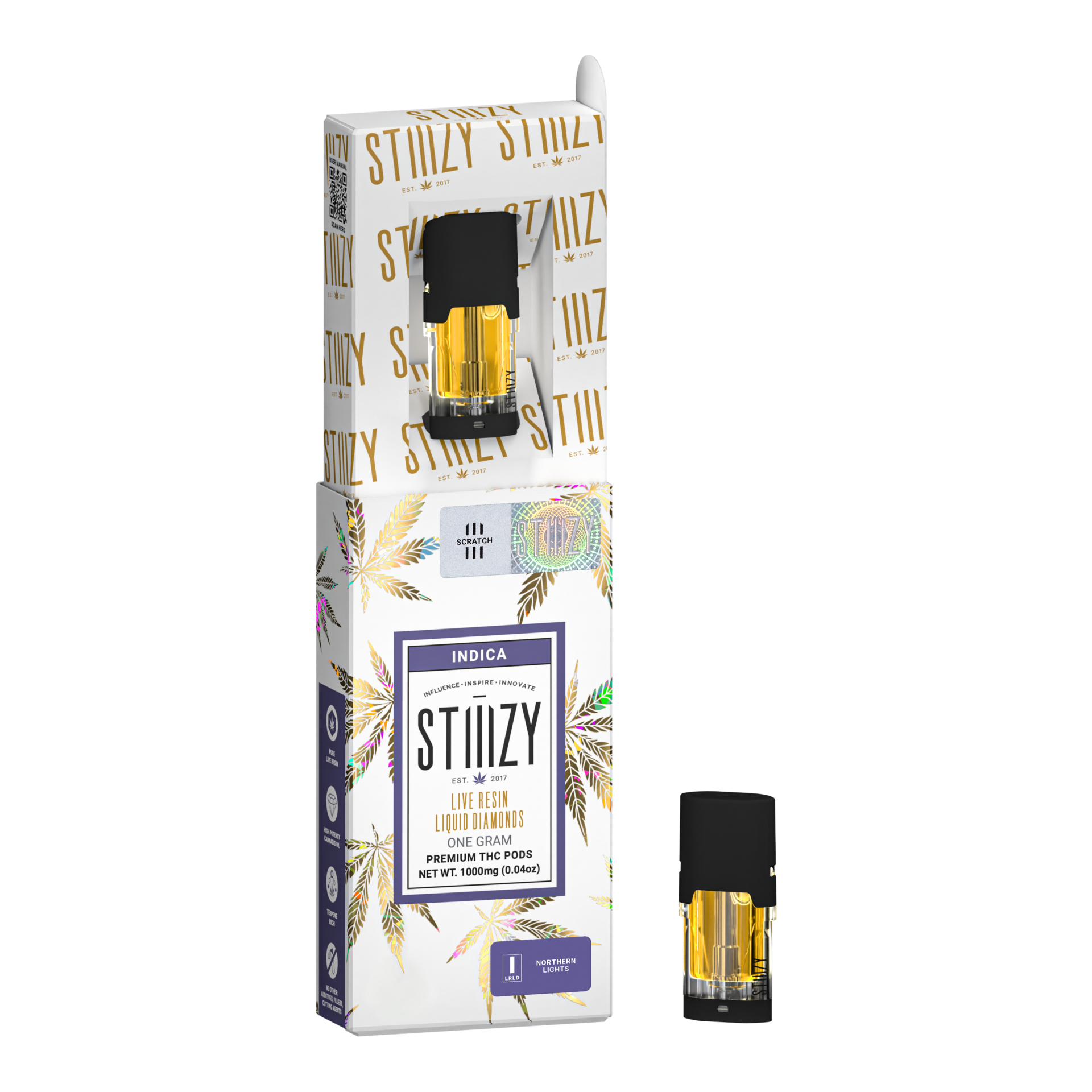 Stiiizy Northern Lights Liquid Diamonds Vape Pods  (Indica) 89.60% {1g}