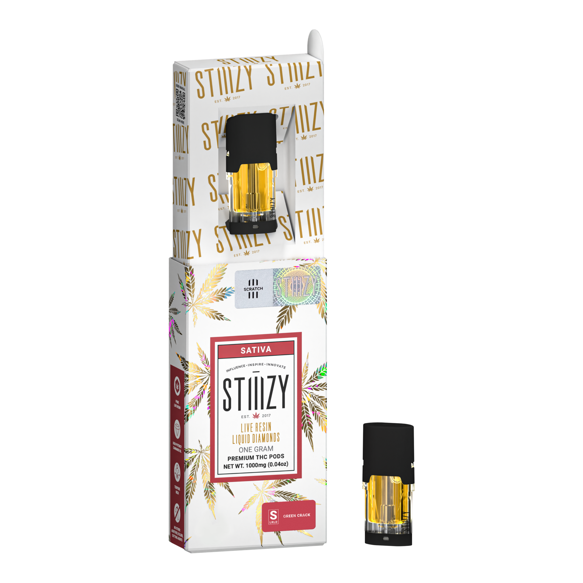 Stiiizy Green Crack Liquid Diamonds Vape Pods  (Sativa) {1g}