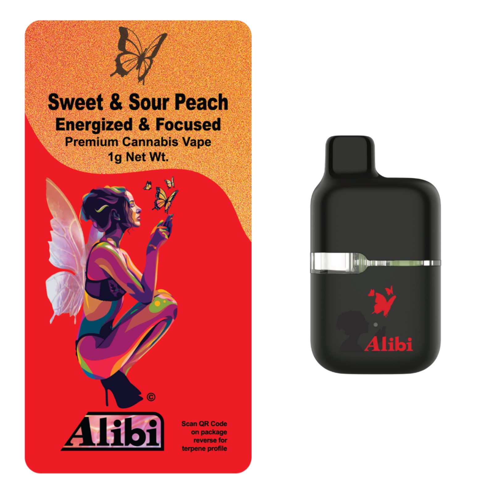 Alibi Sweet & Sour Peach All-In-One Vapes  (Hybrid Sativa) 84.9% {1g}