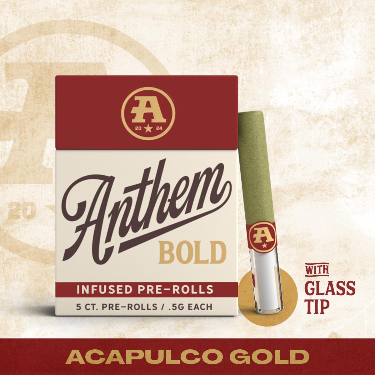 Anthem Acapulco Gold Glass Tip Infused Pre-Rolls 5-pack (Sativa) 46.06% {2.5g}