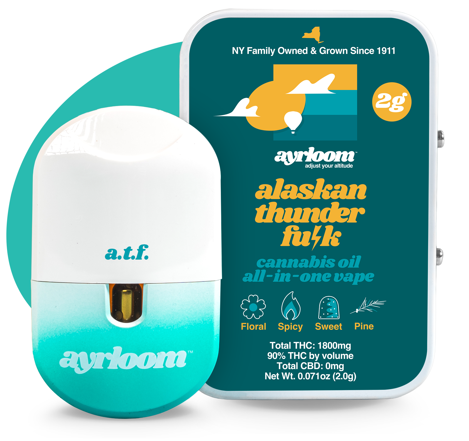 Ayrloom Alaskan Thunder Fuck All-In-One Vapes (Sativa) 90% {2g}