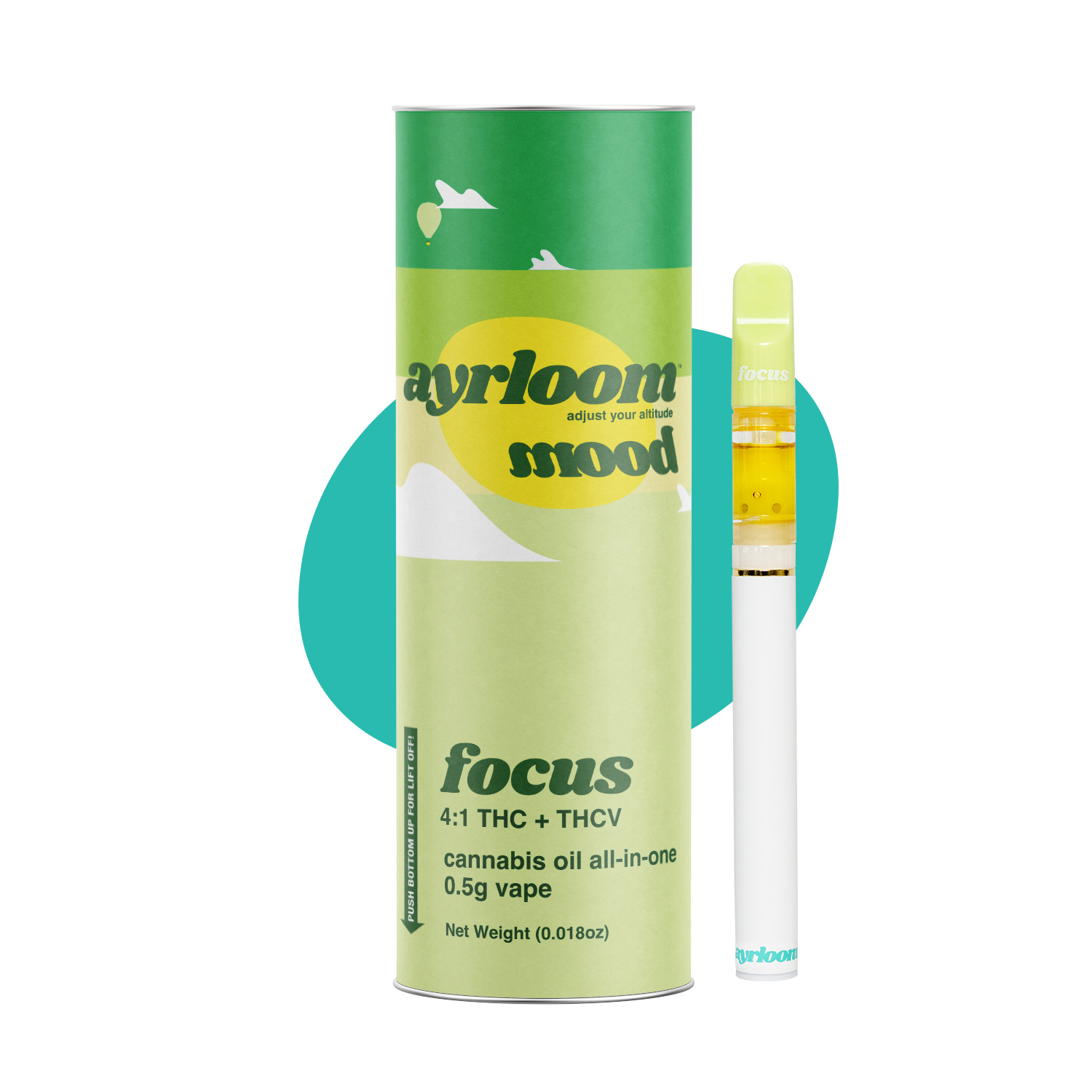 Ayrloom Focus Mood All-In-One Vapes  (Hybrid Sativa) {0.5g}
