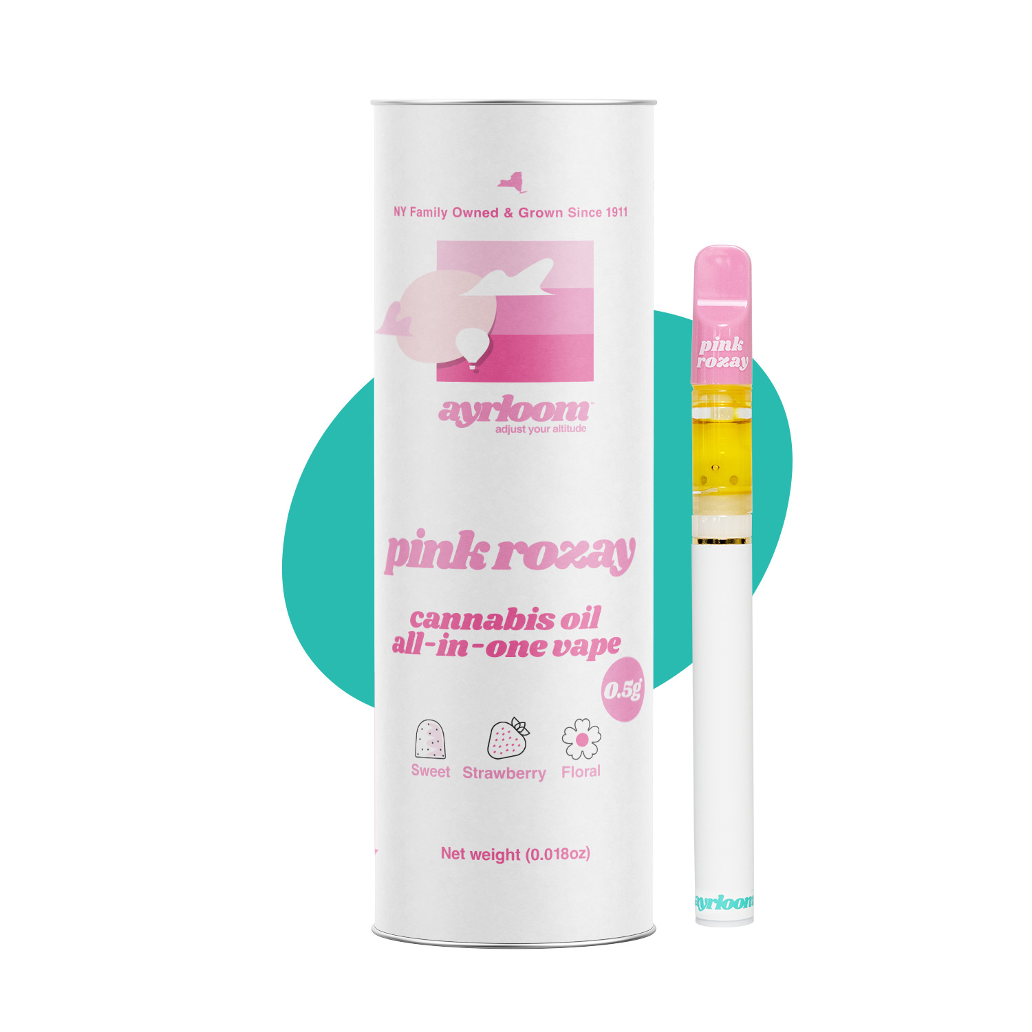 Ayrloom Pink Rozay All-In-One Vapes  (Indica) 90% {0.5g}