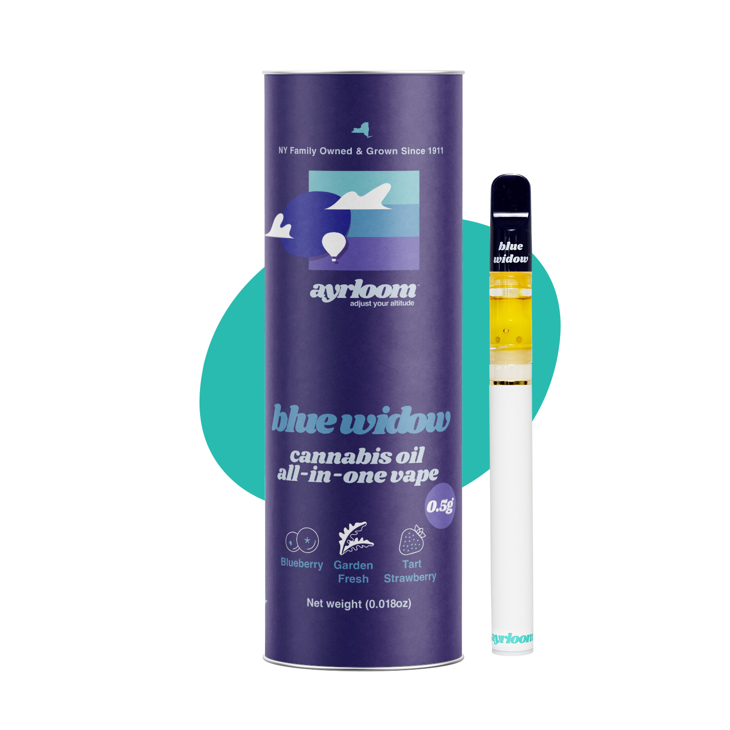 Ayrloom Blue Widow Disposable Vapes (Sativa) 90% {.5g}