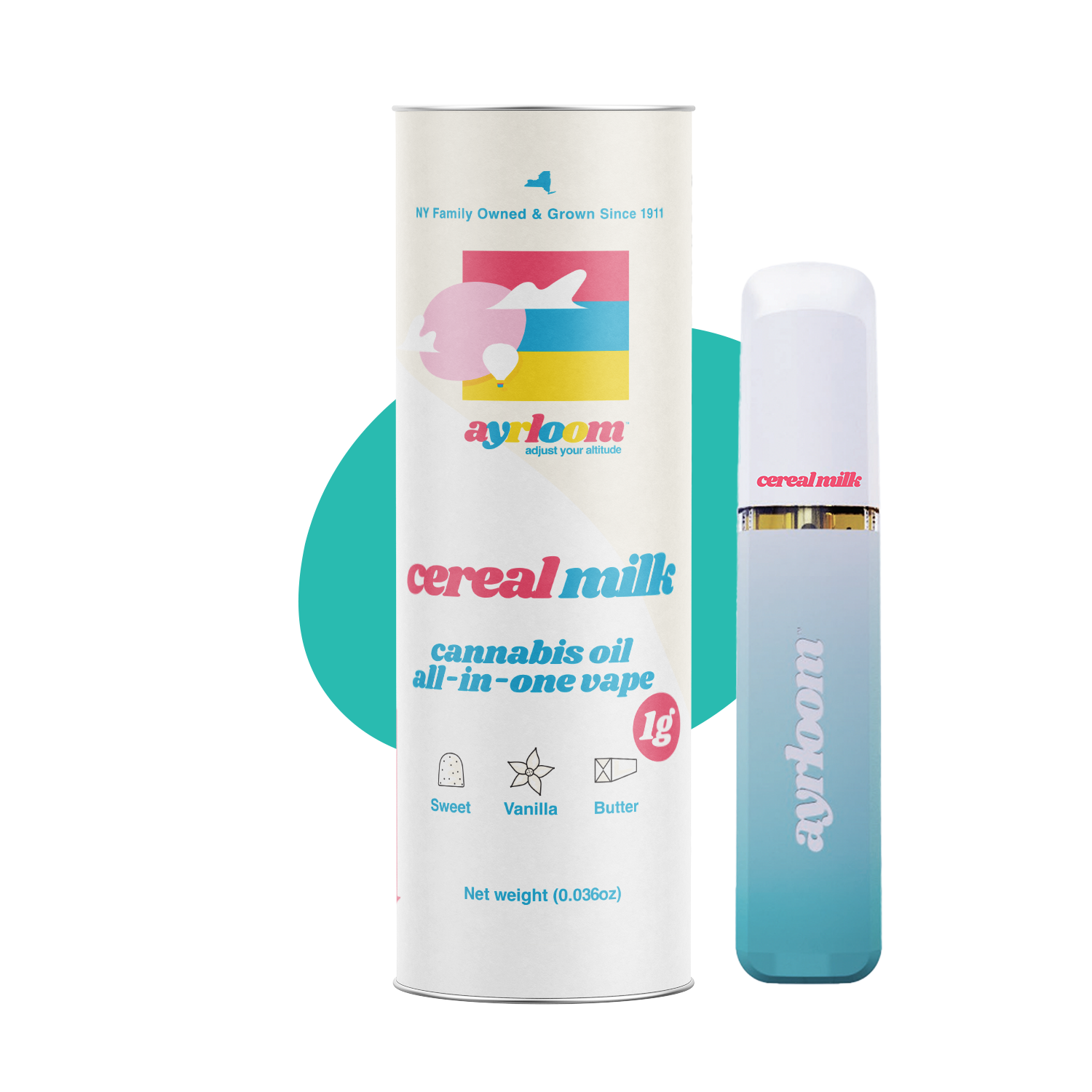 Ayrloom Cereal Milk Threaded Vape Cartridges  (Hybrid) 90% {1g}