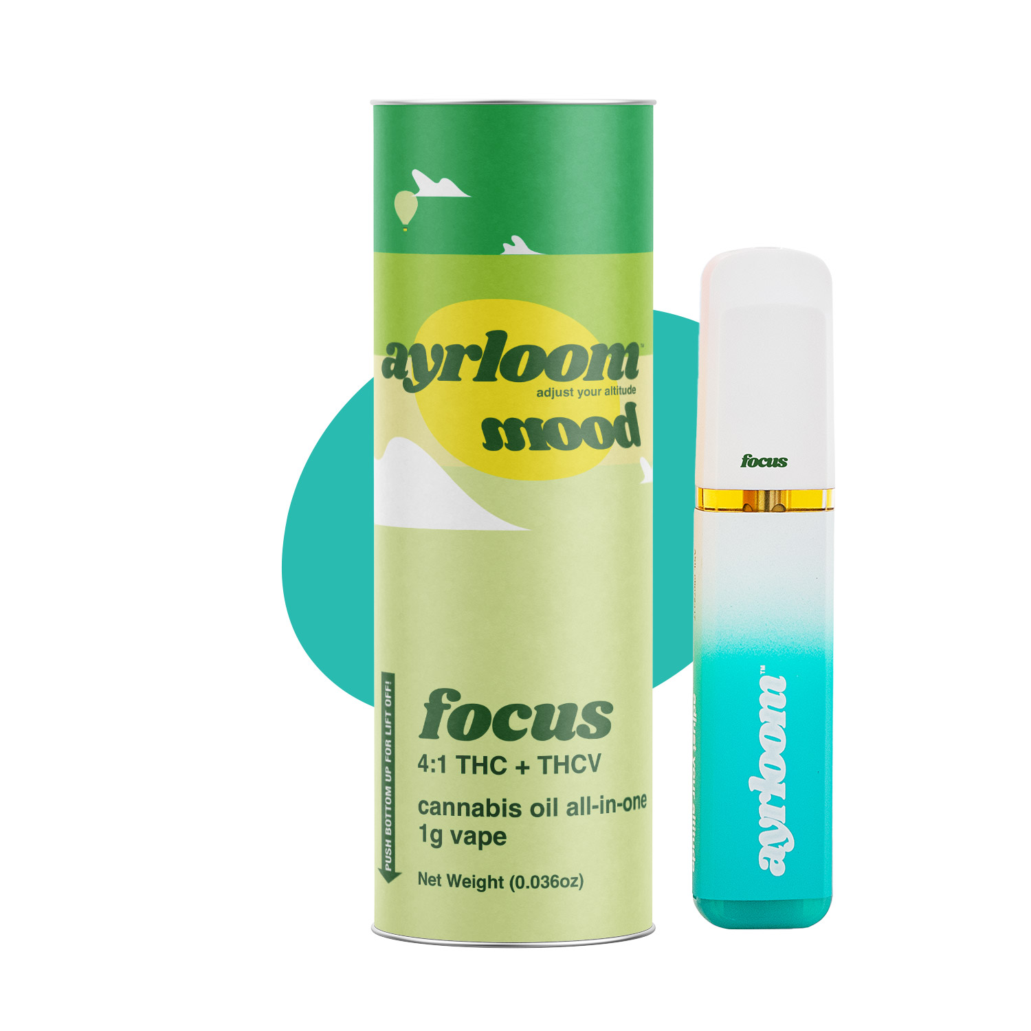 Ayrloom Focus Disposable Vapes  (Hybrid Sativa) 75% {1g}