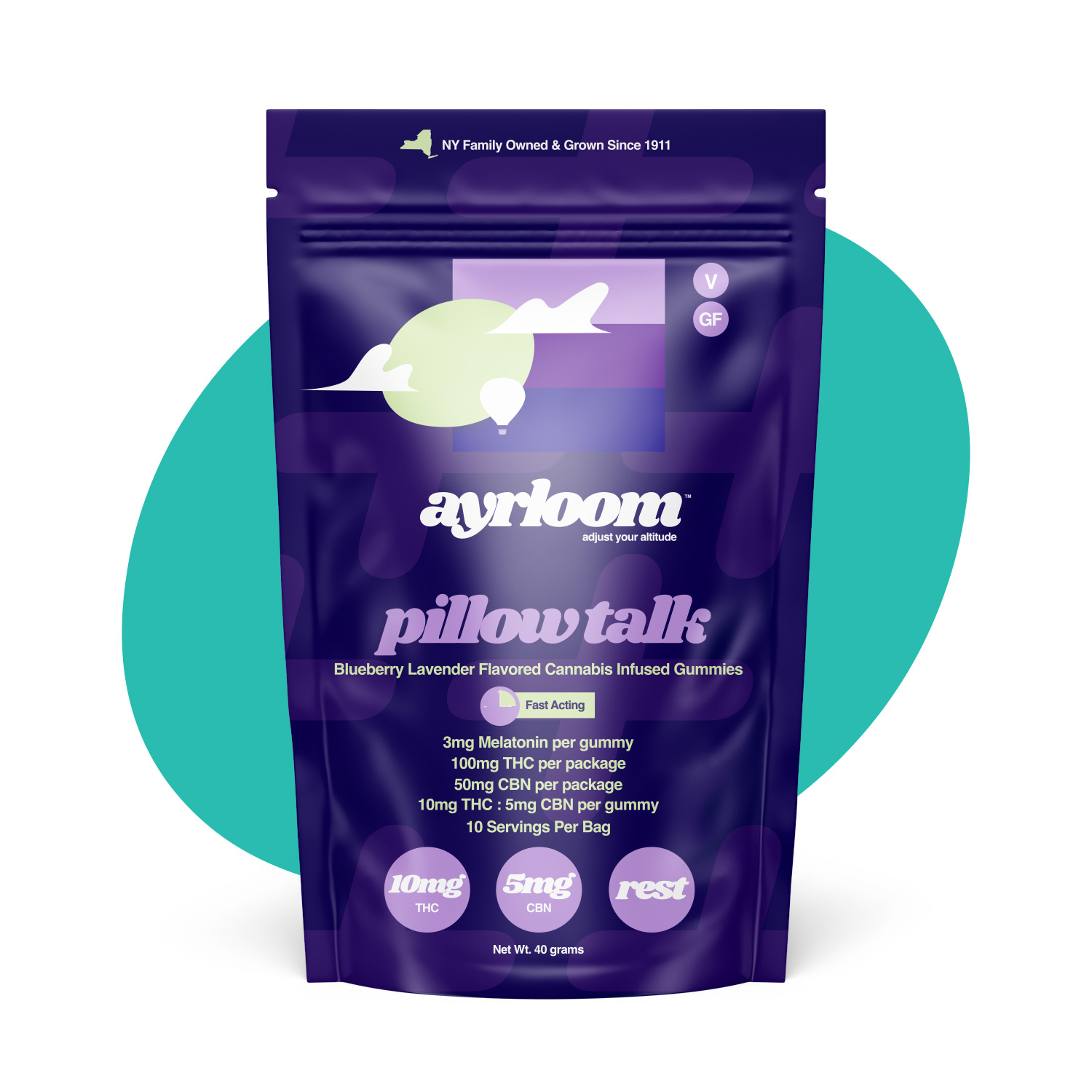 Ayrloom Pillow Talk 2:1 Edibles 10-pack (Indica) {100mg}