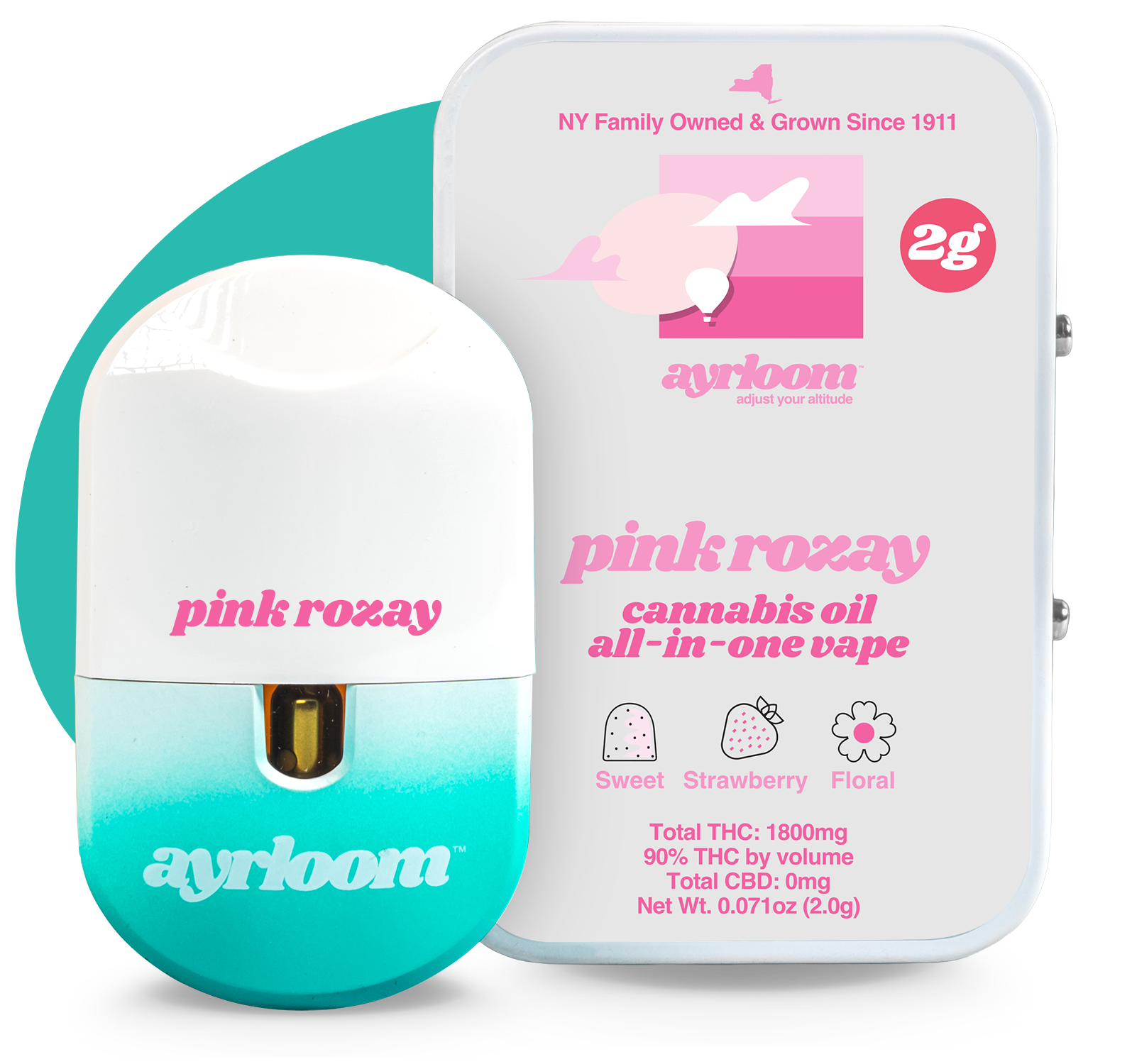 Ayrloom Pink Rozay All-In-One Vapes (Indica) 90% {2g}