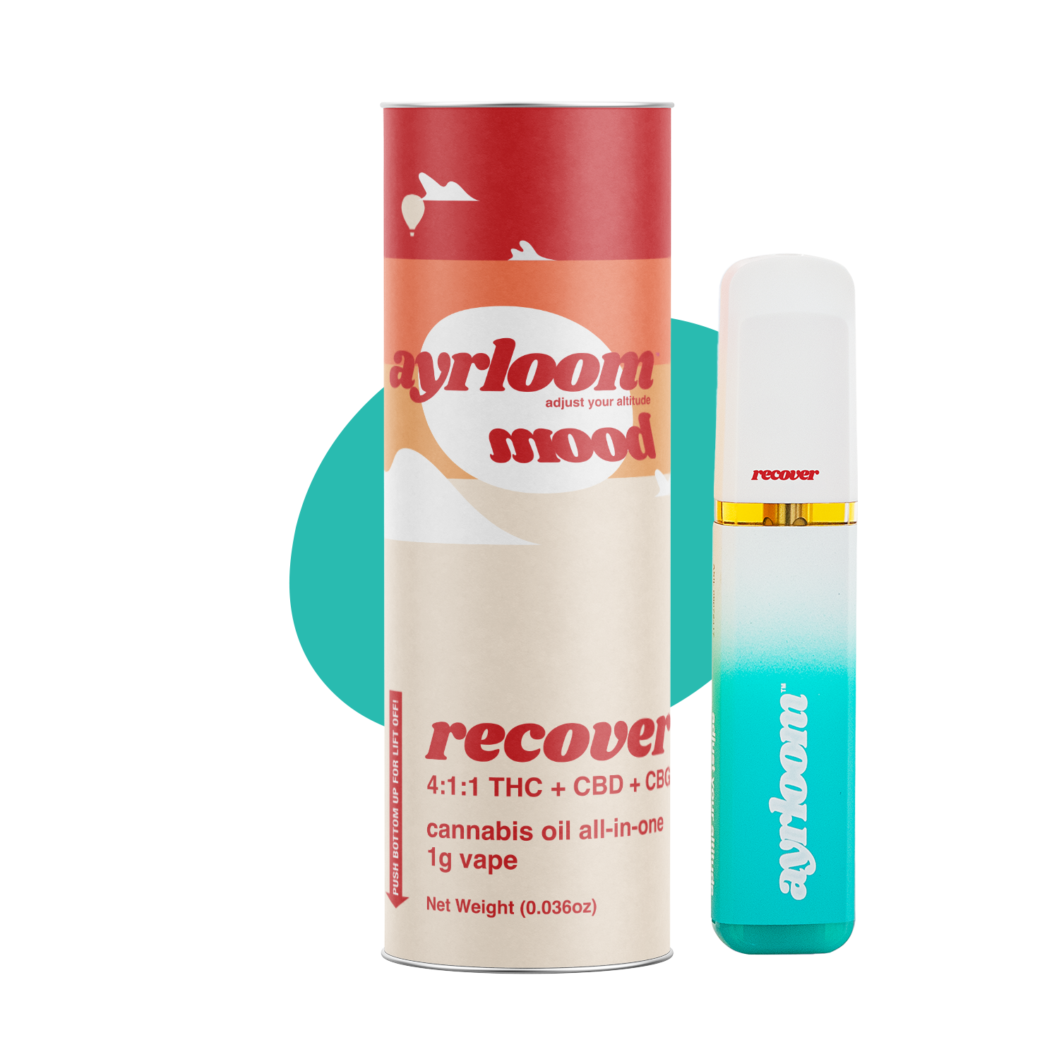 Ayrloom Recover All-In-One Vapes  (Hybrid Sativa) 90% {1g}