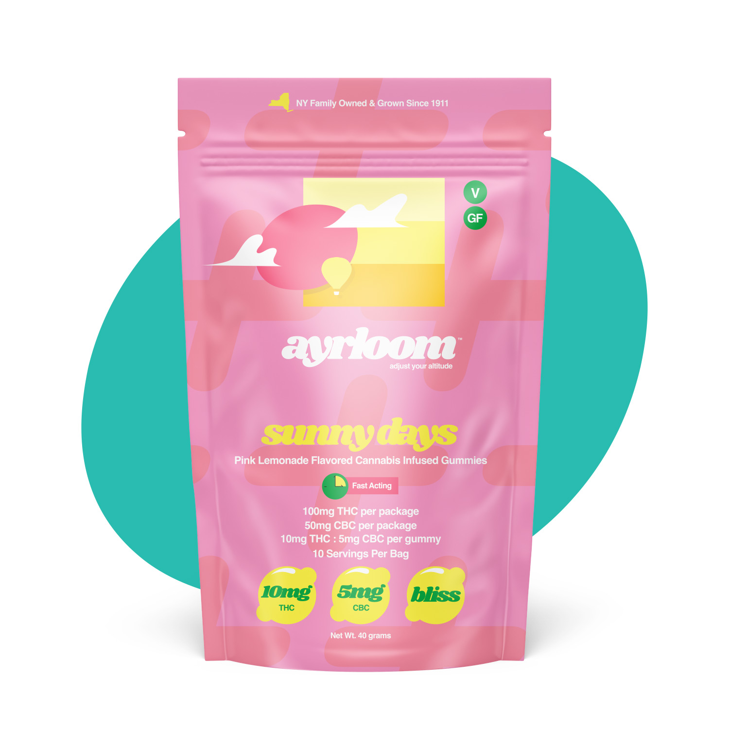 Ayrloom Sunny Days UP Pink Lemonade 2:1 Gummies (Sativa) {100mg}