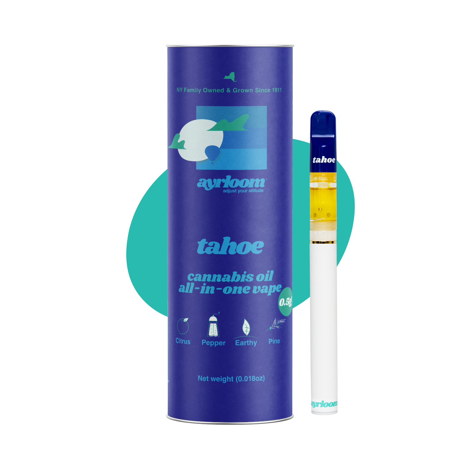 Ayrloom Tahoe OG Disposable Vapes  (Indica) 90% {0.5g}
