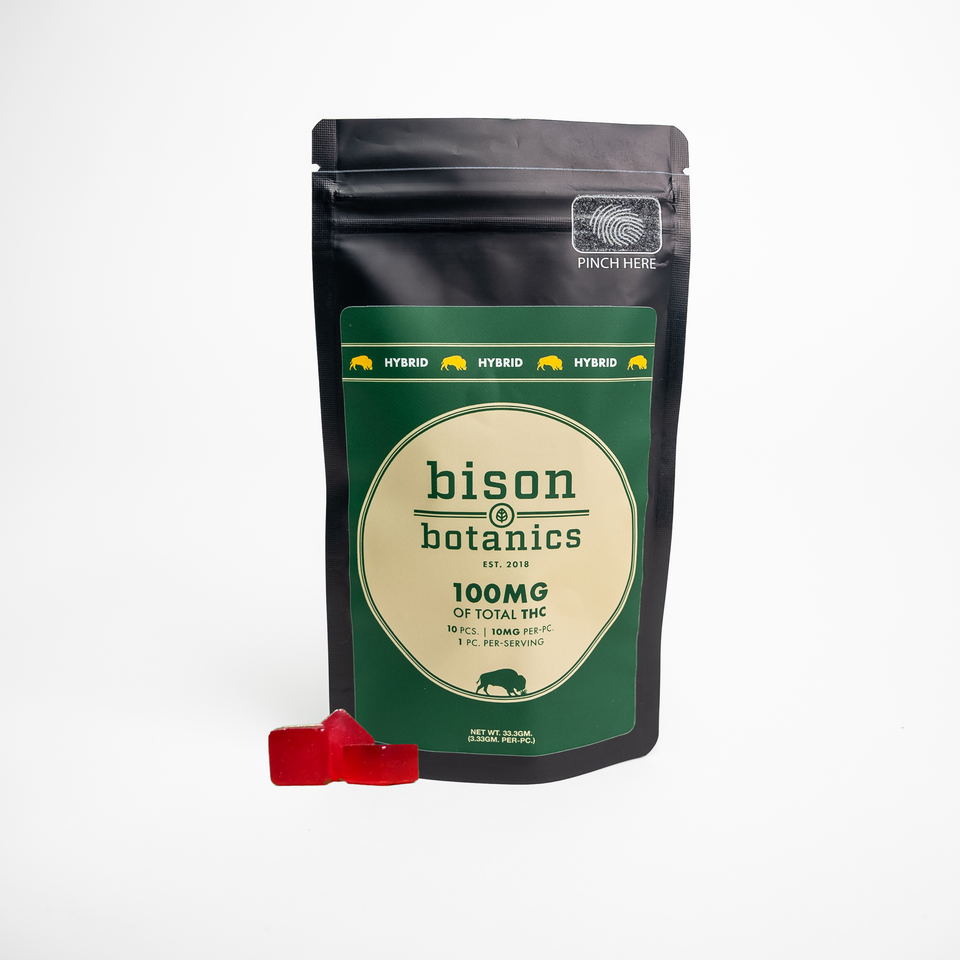 Bison Botanical Raspberry Kush 10-pack Gummies; 100mg