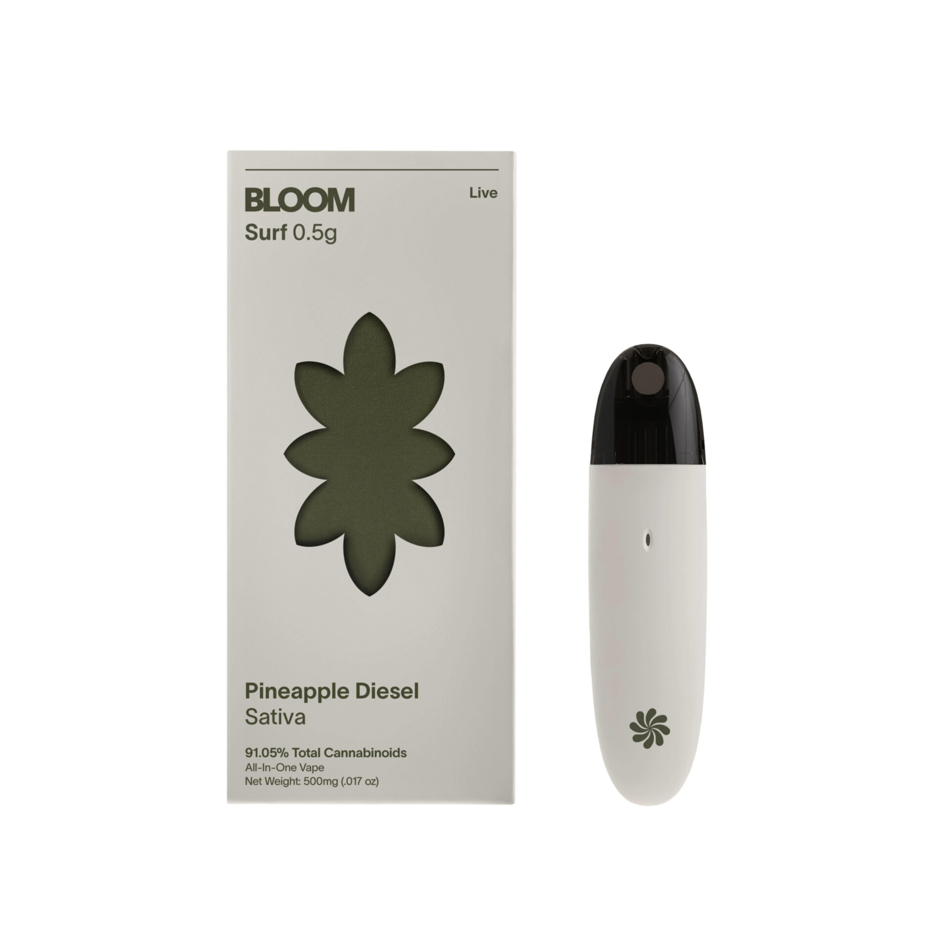 Bloom Pineapple Diesel All-In-One Vapes  (Sativa) 88.58% {.5g}