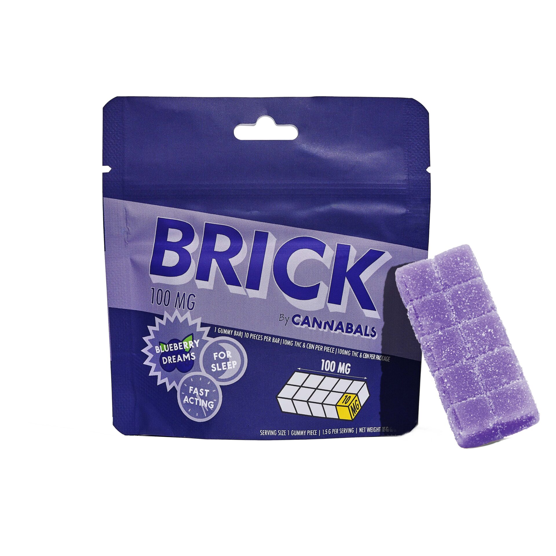 Cannabals Blueberry Dream 1:1 Brick Gummy (Indica) {100mg}