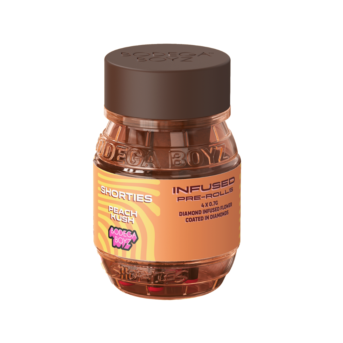 Bodega Boyz Bodega Boyz Peach Kush | Shorties | Diamond Coated & Infused Infused Pre-Rolls 4-pack 42% {.7g}