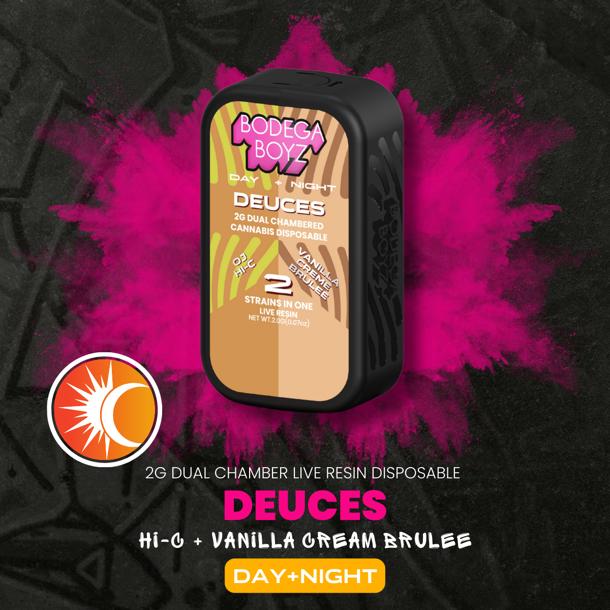 Bodega Boyz Vanilla Creme Brulee x OJ Hi-C Deuces All-In-One Vapes  (Hybrid) 74.37% {2g}