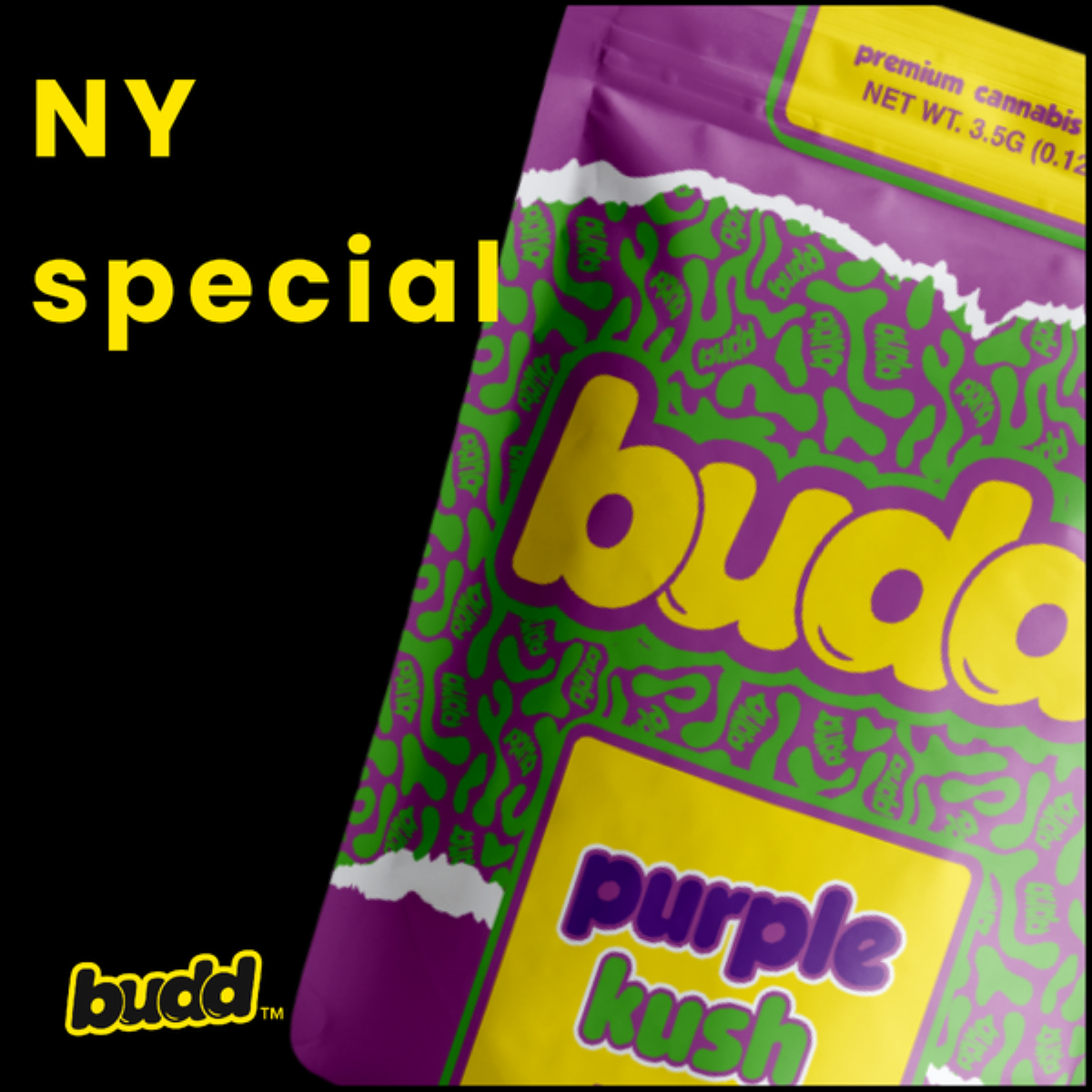 Budd Purple Kush Flower  (Indica) 22.06% {3.5g}