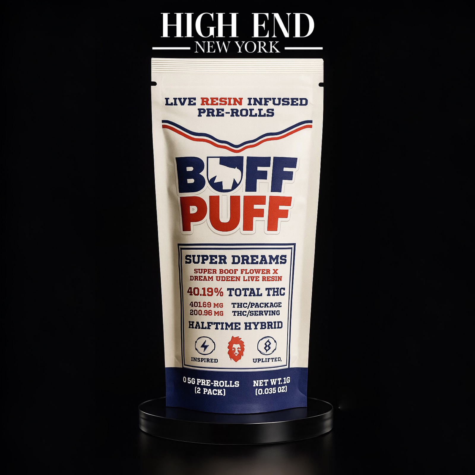 Buff Puff Super Dreams Live Resin Infused Pre-Rolls 2-pack (Hybrid) 40.19% {1g}