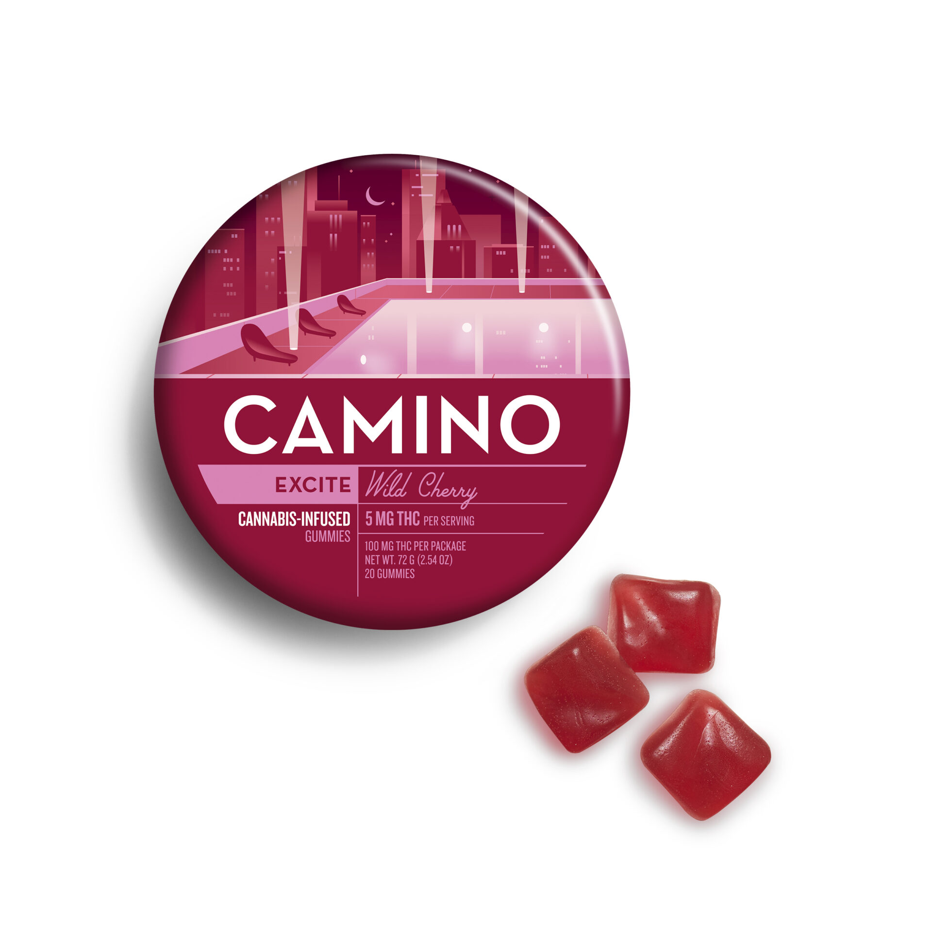 Camino Cherry Exhilarate Gummies 20-pack (Sativa) {100mg}