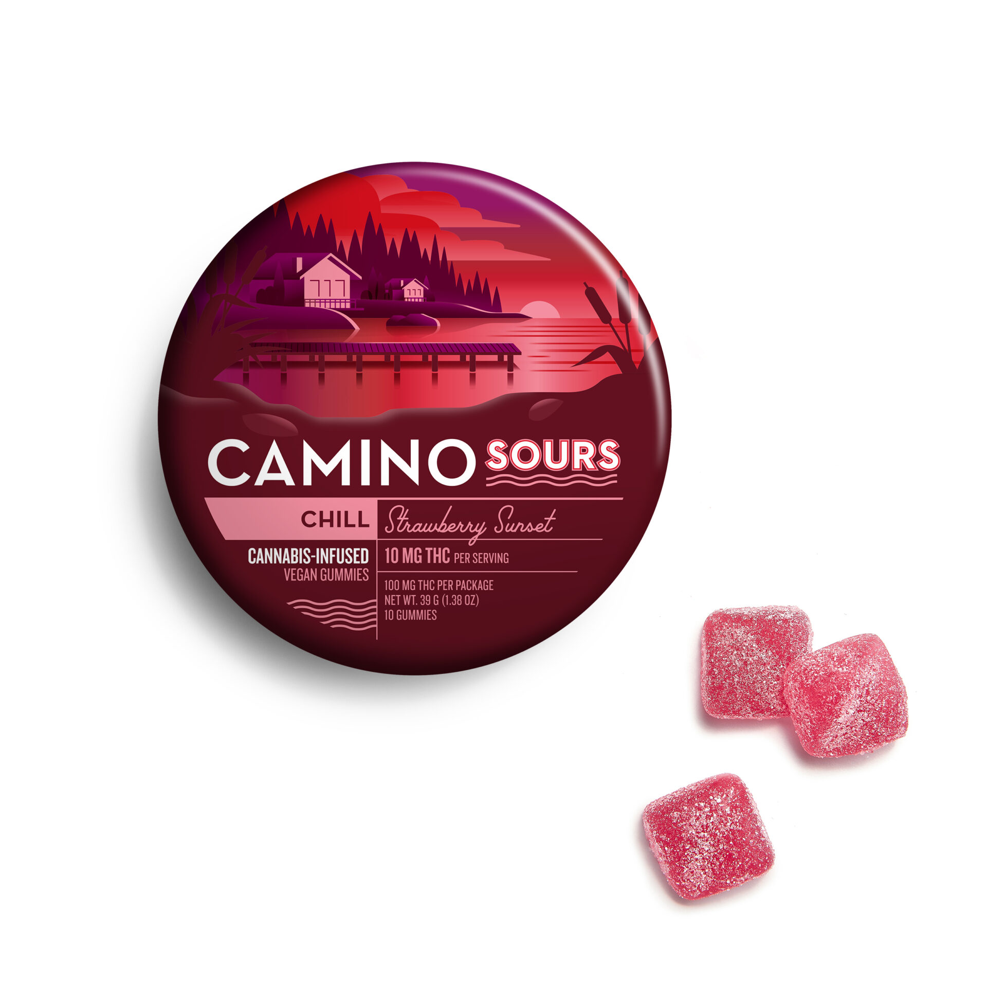 Camino Sours Strawberry Sunset Gummies 10-pack {100mg} - dup