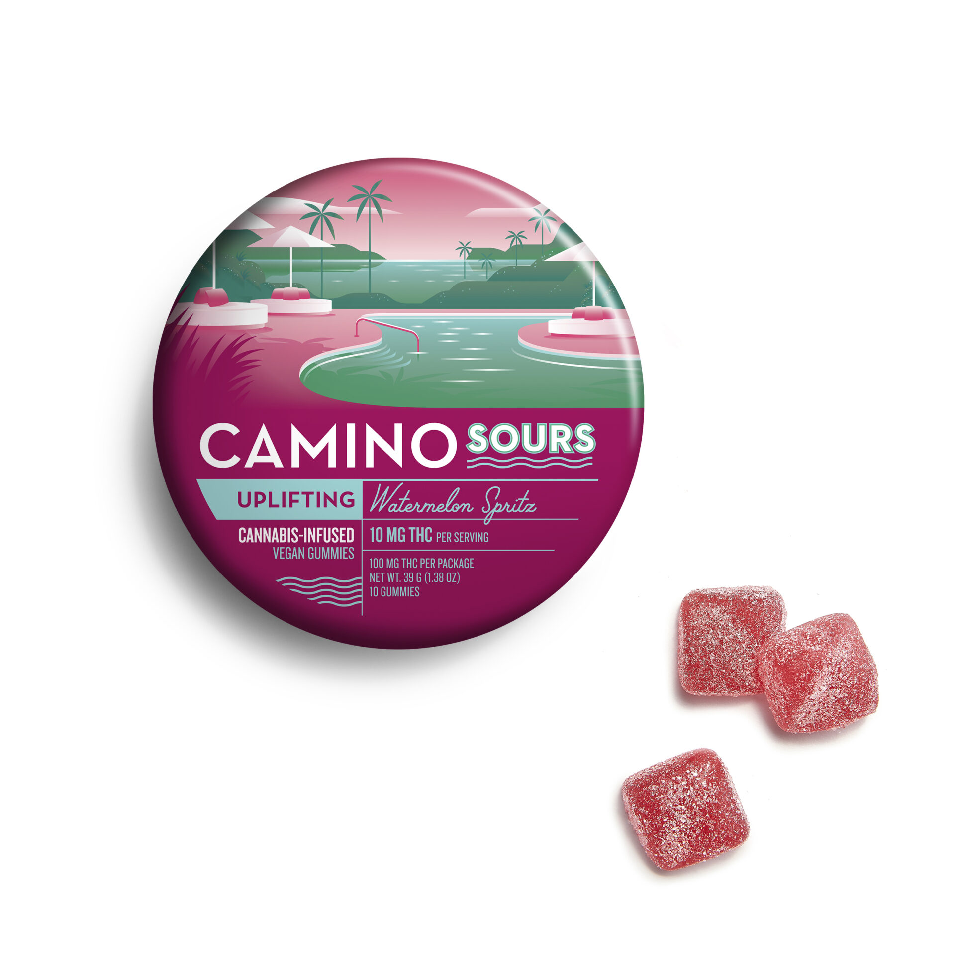 Camino Sours Watermelon Spritz Gummies 10-pack {100mg}