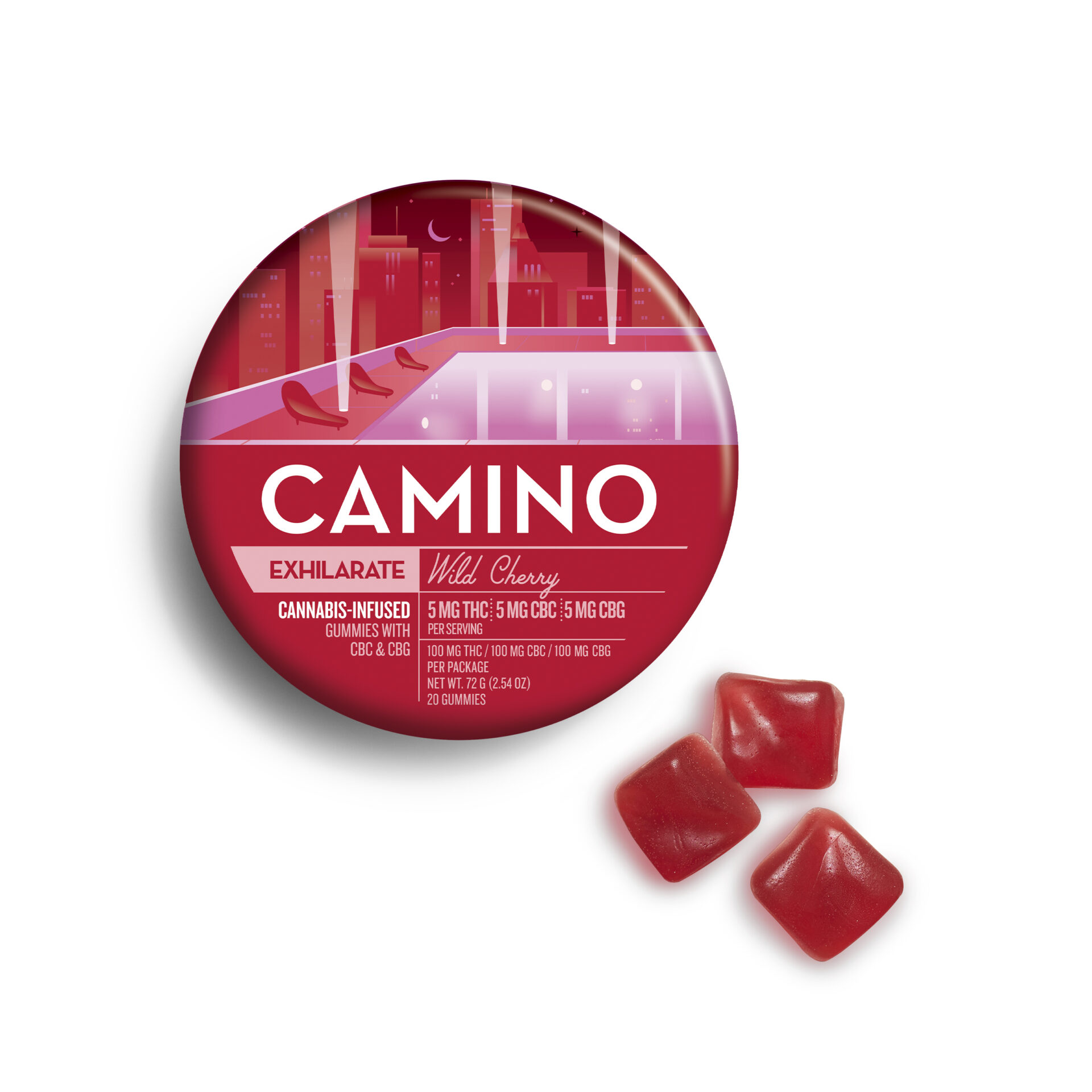 Camino Wild Cherry Exhilarate Gummies 20-pack {100mg}