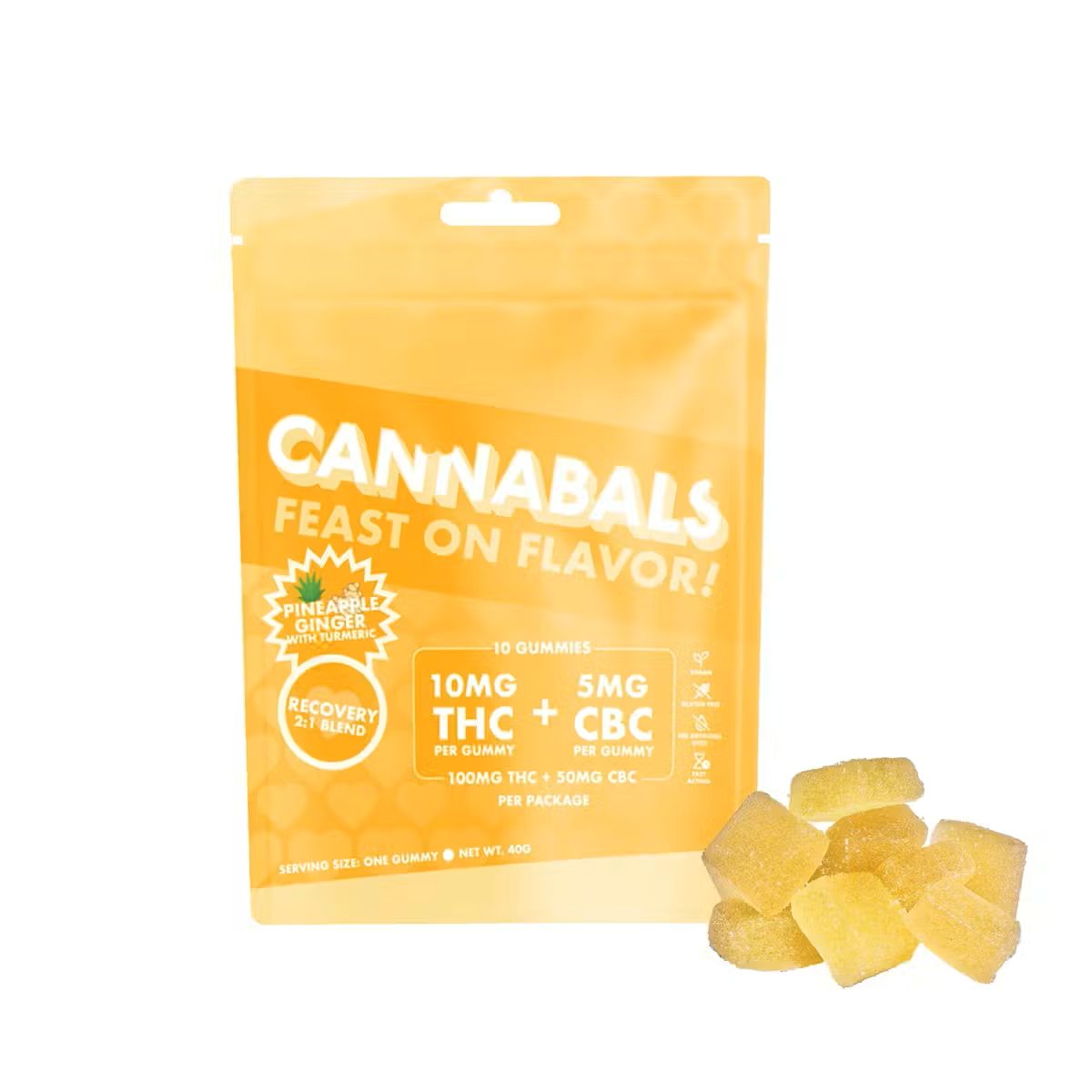 Cannabals 2:1 Recovery Pineapple Ginger Gummies 10-pack {100mg}