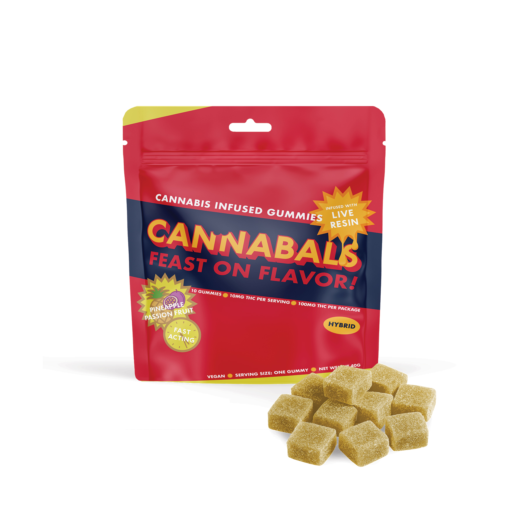 Cannabals Pineapple Passionfruit Live Resin Gummies 10-pack (Hybrid) {100mg}