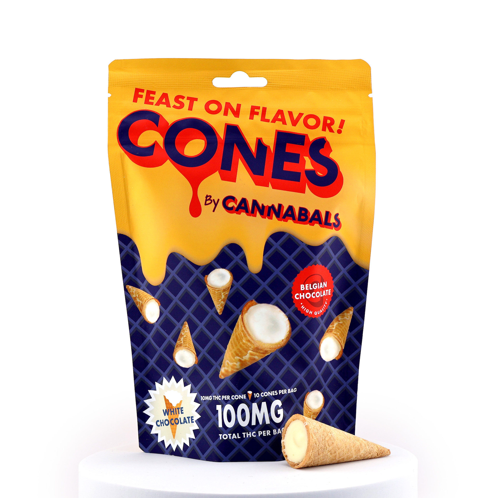 Cannabals White Chocolate Cones Edible 10-pack (Hybrid) {100mg}