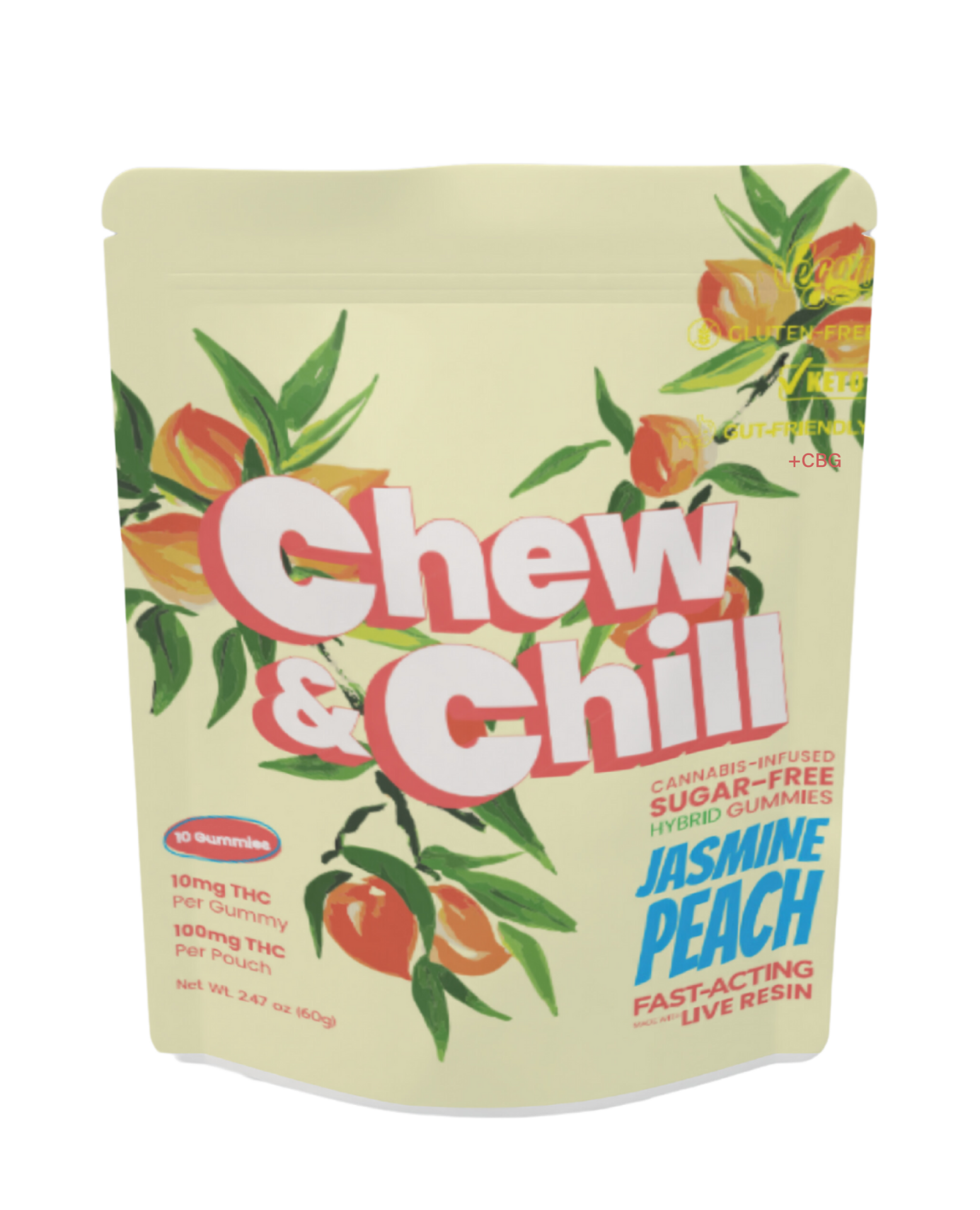 Chew & Chill Peach Jasmine Peach Gummies 10-pack (Hybrid) {100mg}