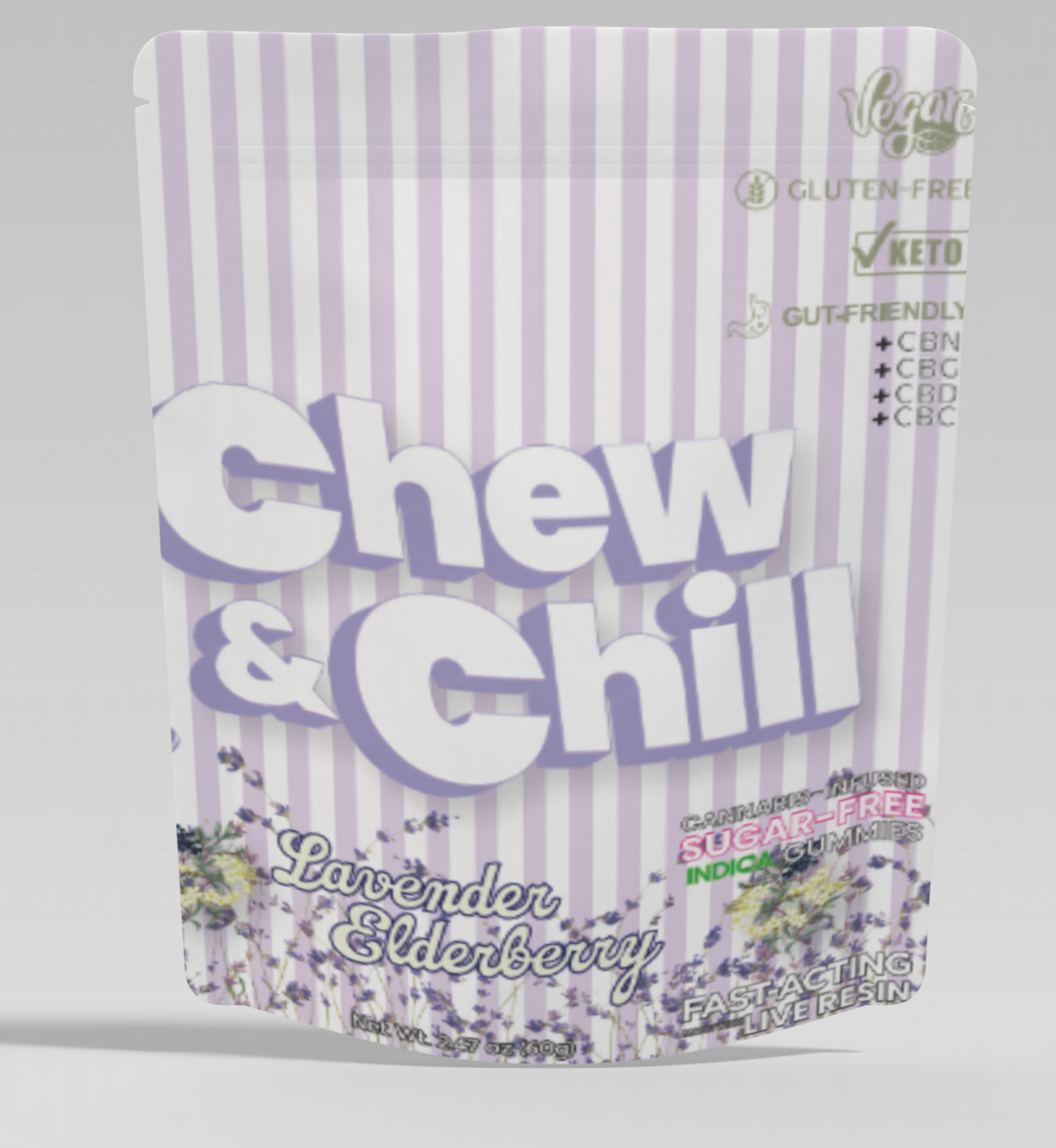 Chew & Chill Lavender Elderberry Gummies 10-pack (Indica) {100mg}