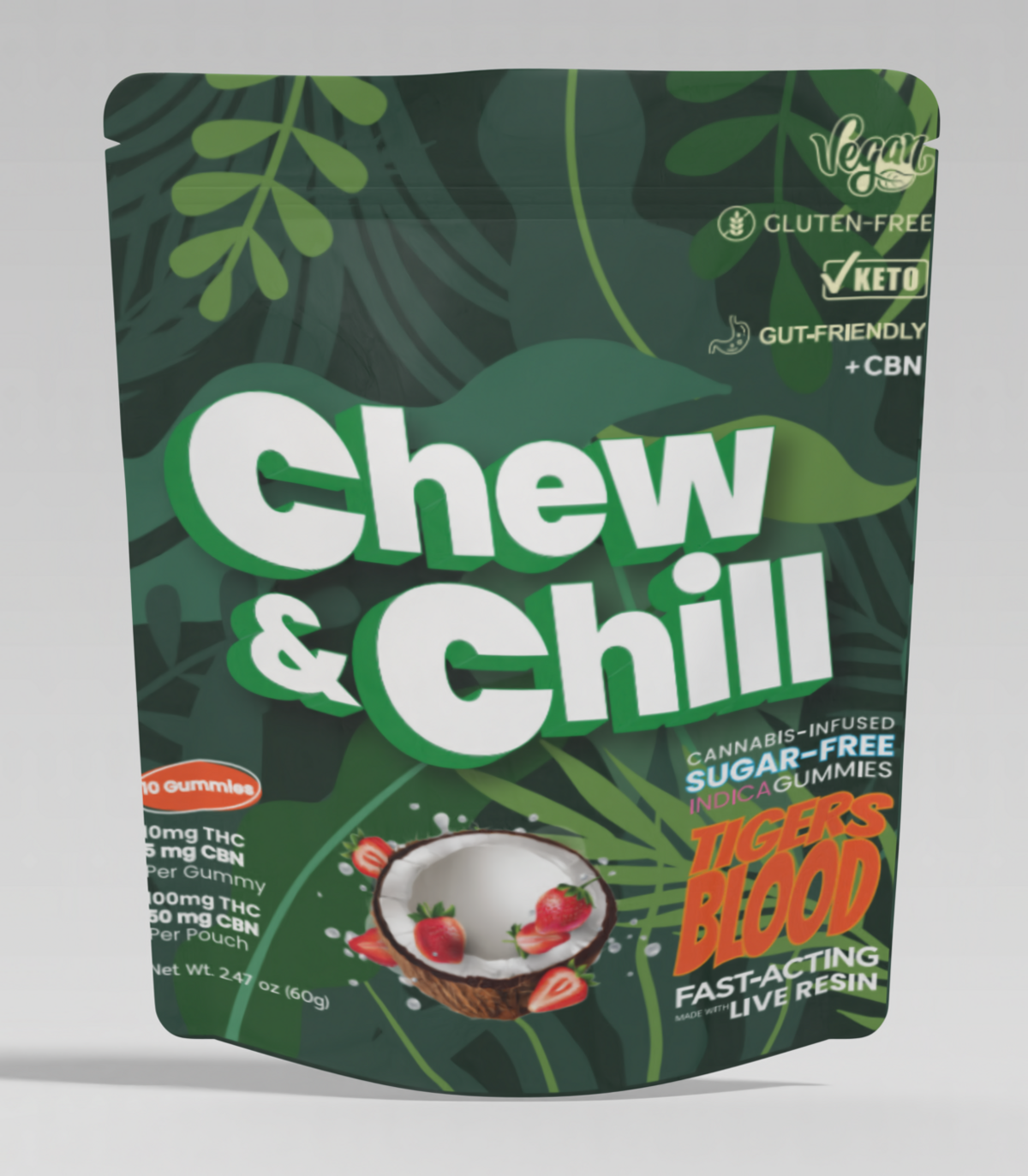 Chew & Chill Tigers Blood Gummies 10-pack (Indica) {100mg}