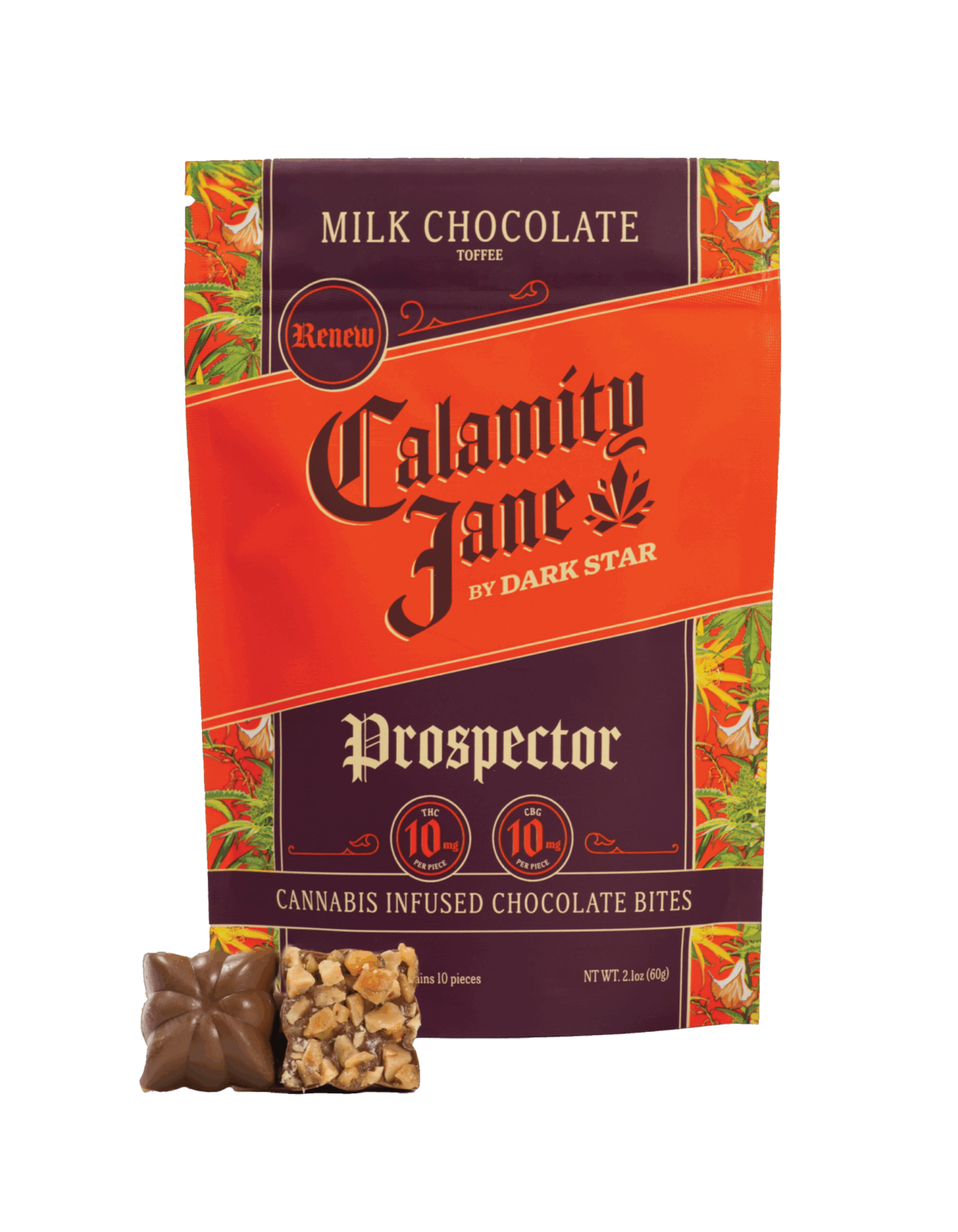 Dark Star Toffee Prospector 1:1 Calamity Jane Chocolates 10-pack {100mg}