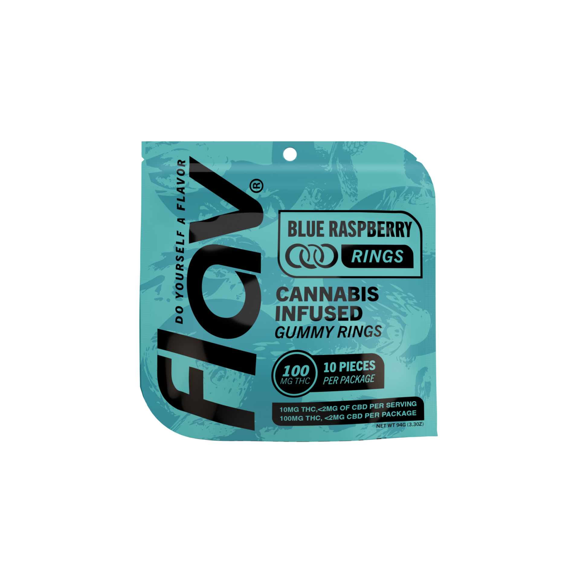 Flav Blue Raspberry Rings Edibles 10-pack (Hybrid) {100mg}