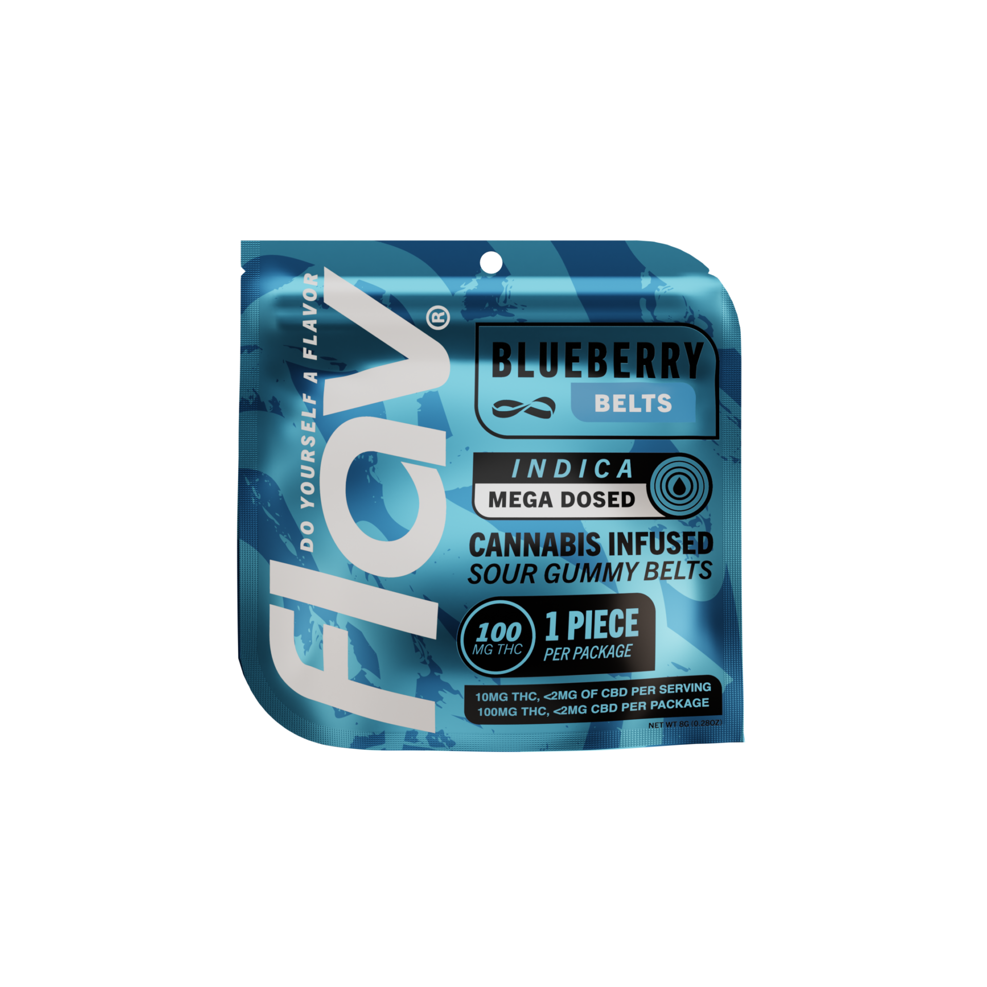 Flav Blueberry Live Resin Mega Belts Edibles 1-pack (Indica) {100mg}