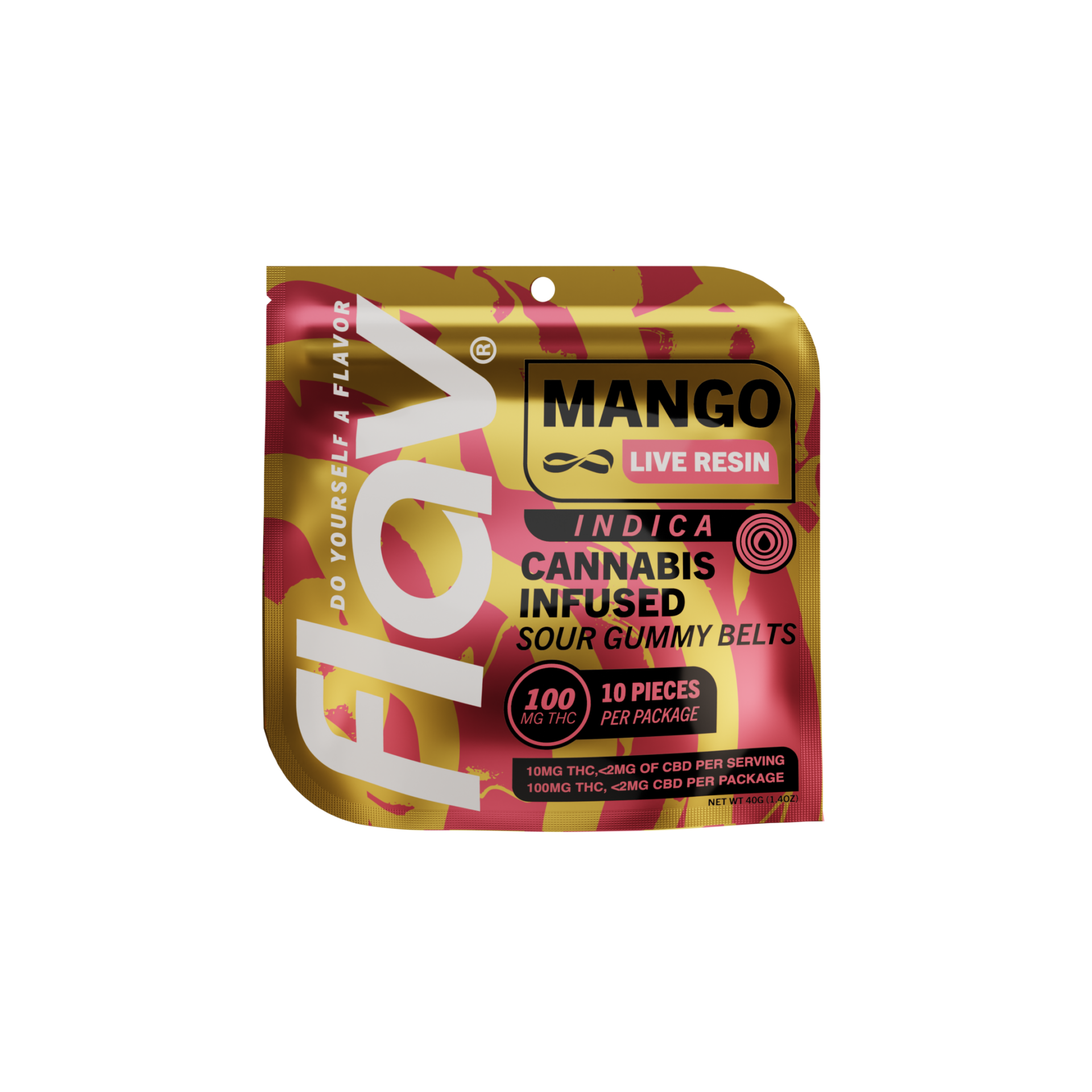 Flav Mango Live Resin Belts Edibles 10-pack (Indica) {100mg}