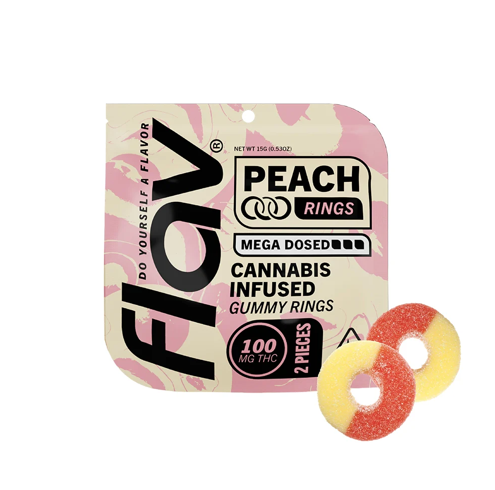 Flav Peach Mega Rings Edibles 2-pack (Indica) {100mg}