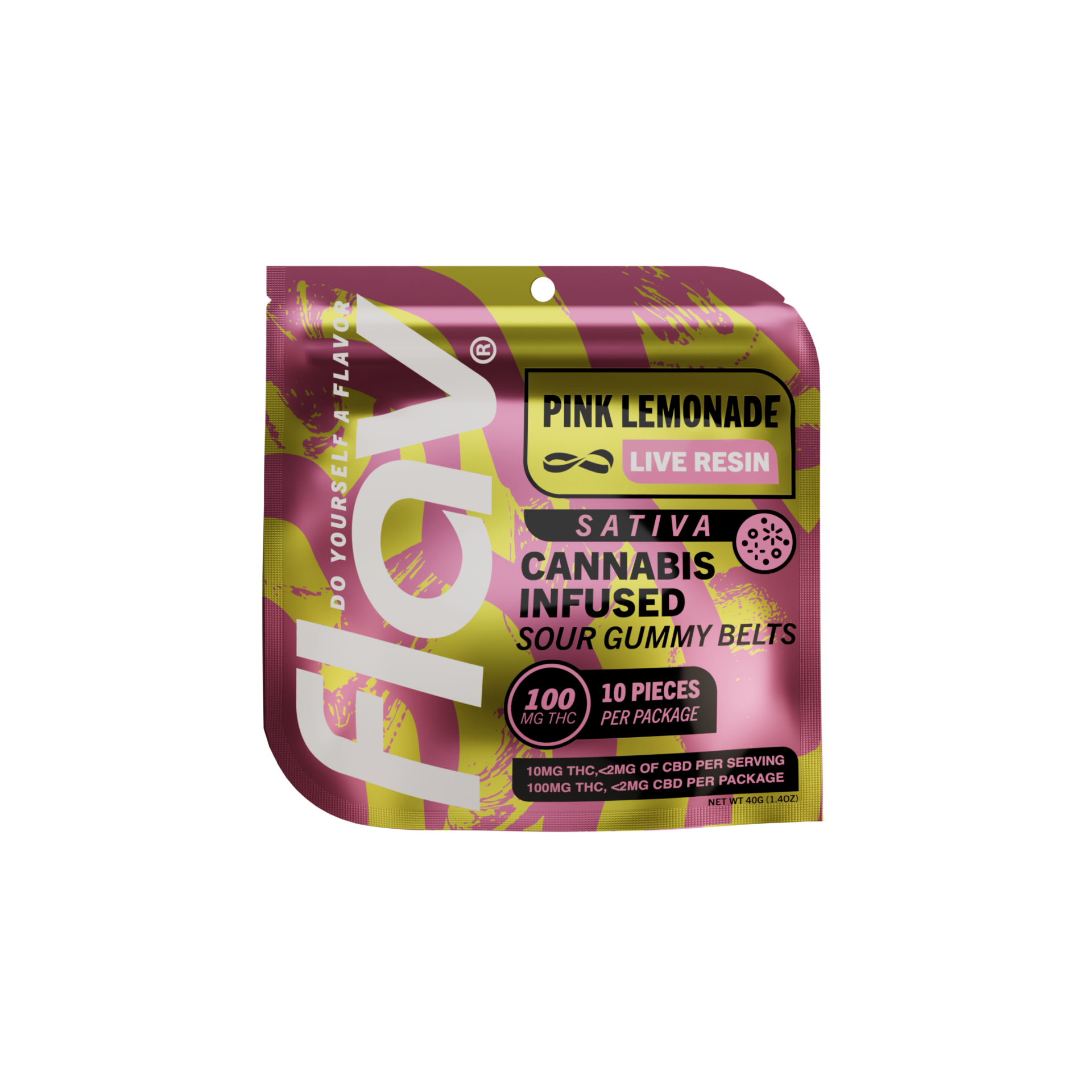 Flav Pink Lemonade Live Resin Belts Edibles 10-pack (Sativa) {100mg}
