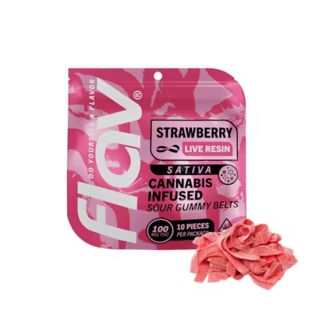 Flav Strawberry Live Resin Mega Belts Edibles 1-pack (Sativa) {100mg}
