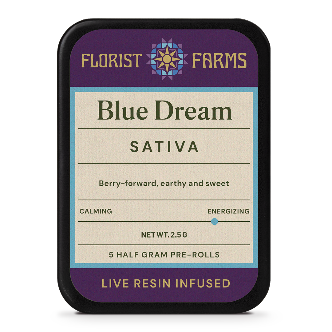 Florist Farms Blue Dream Live Resin Infused Pre-Rolls 5-pack (Sativa) 40% {2.5g}