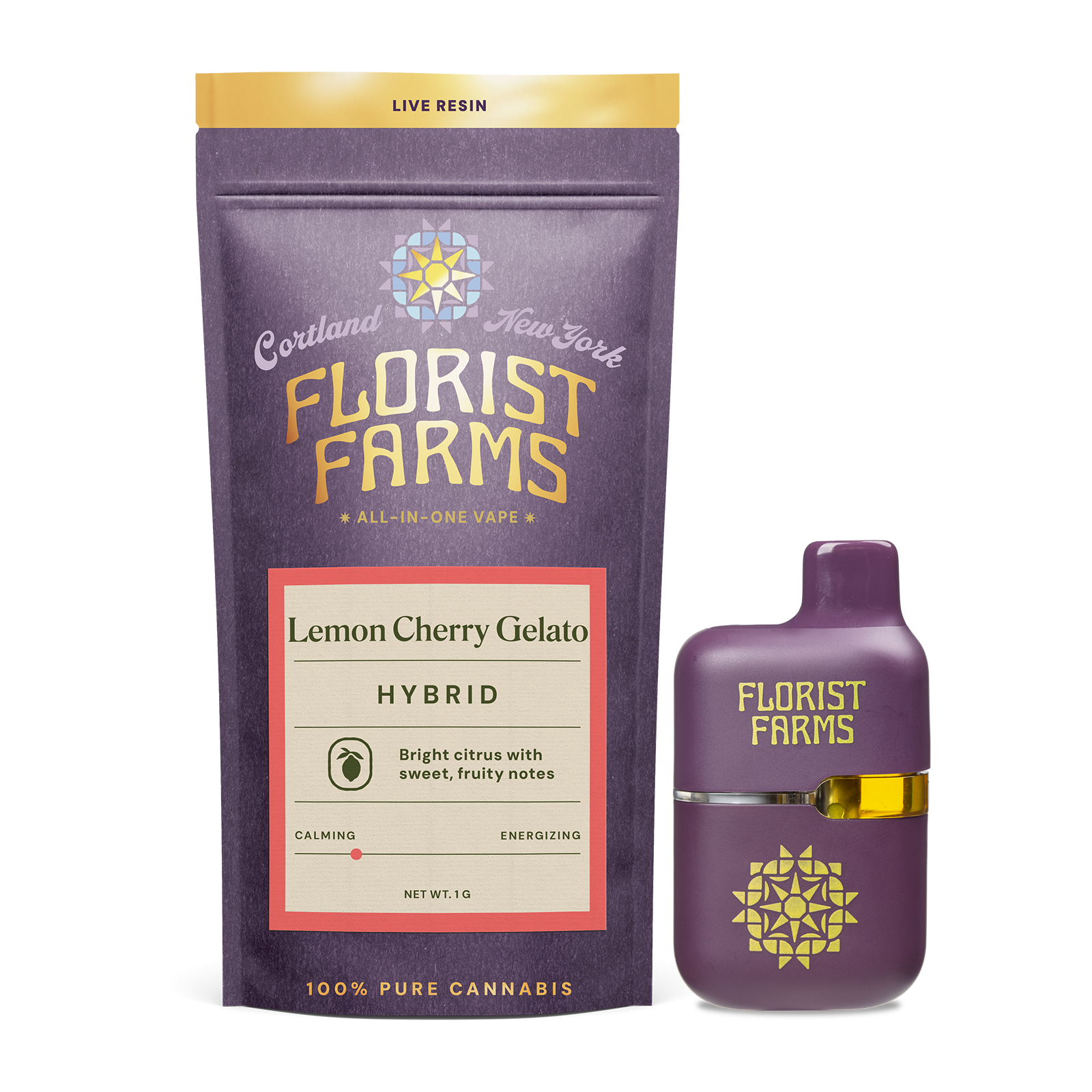 Florist Farms Lemon Cherry Gelato Live Resin All-In-One Vapes  (Hybrid) 70% {1g}