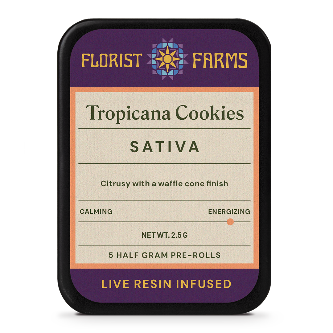 Florist Farms Trop Cookies Infused Pre-Rolls 5-pack (Sativa) 48% {2.5g}