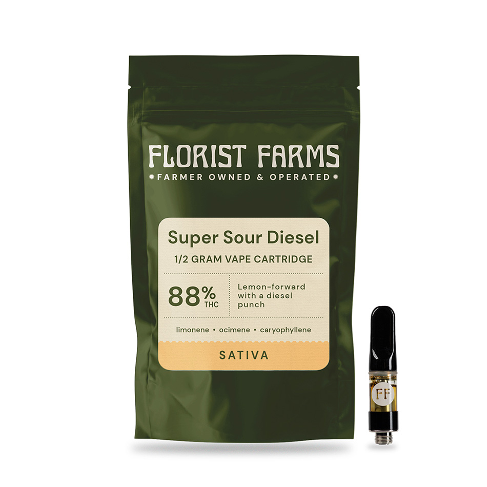 Florist Farms Vape Mylar Super Sour Diesel Vape Cartridge Half Gram