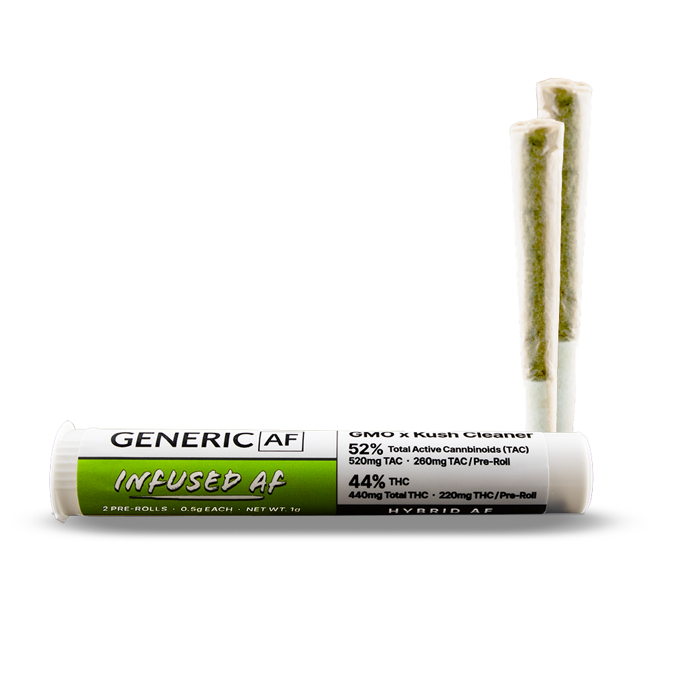 Generic AF GMO X Kush Cleaner Infused Pre-Rolls 2-pack (Hybrid) 44% {1g}