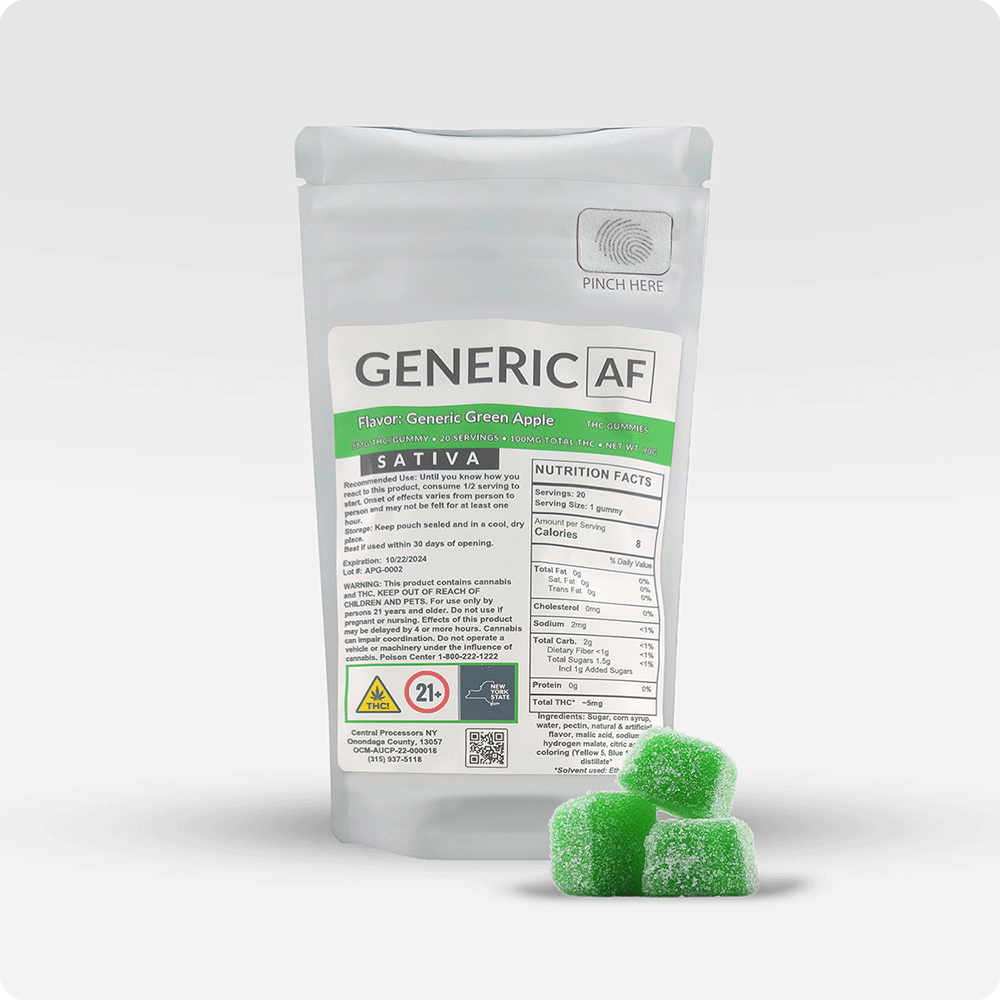 Generic AF Green Apple Gummies 20-pack (Sativa) {100g}