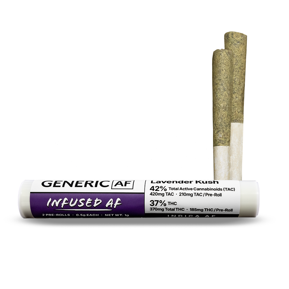 Generic AF Lavender Kush Infused Pre-Rolls 2-pack (Indica) 37% {1g}
